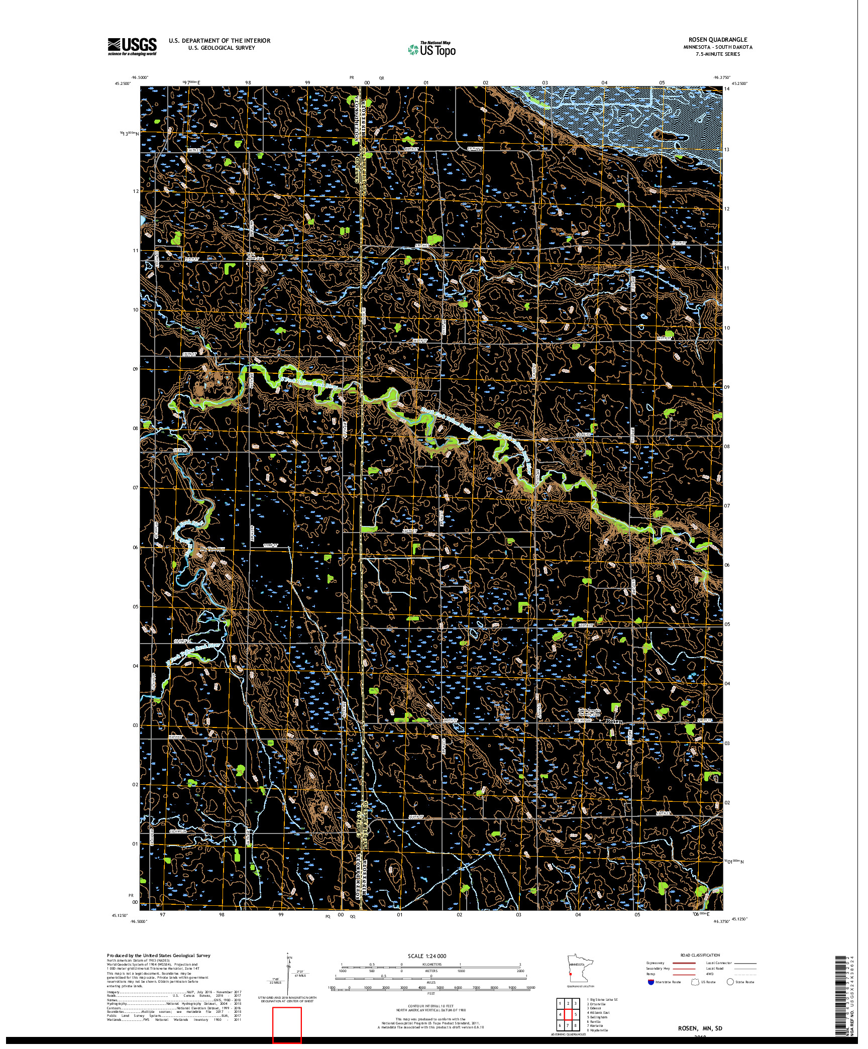 USGS US TOPO 7.5-MINUTE MAP FOR ROSEN, MN,SD 2019