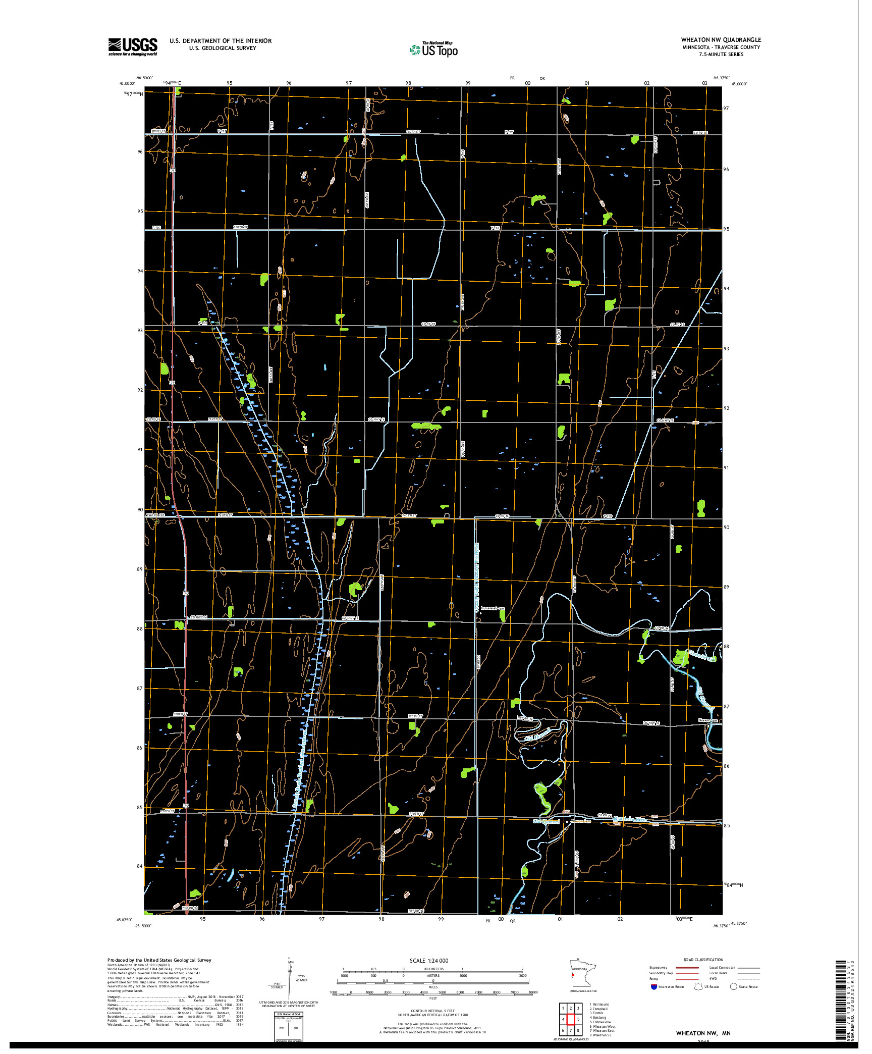 USGS US TOPO 7.5-MINUTE MAP FOR WHEATON NW, MN 2019