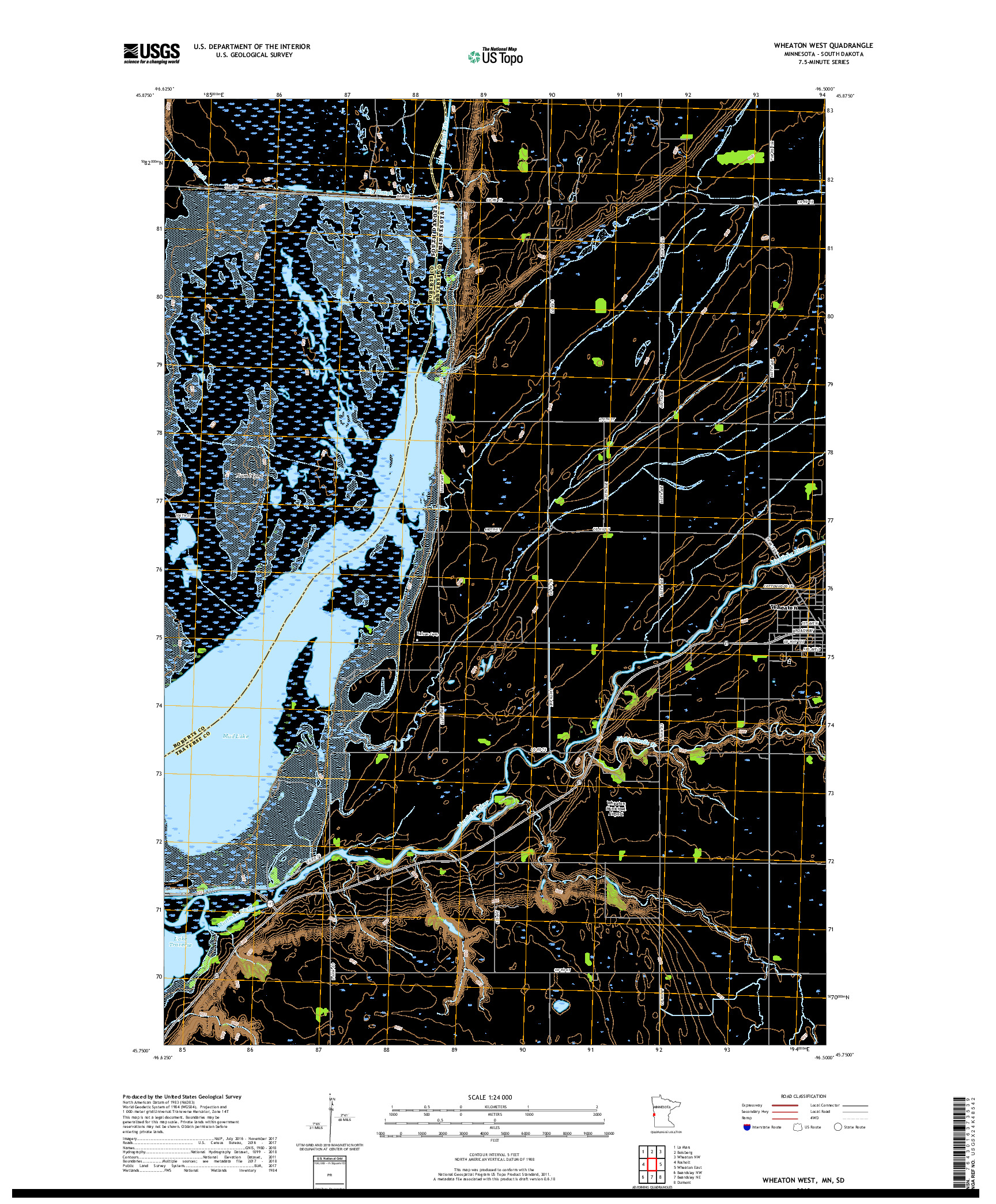 USGS US TOPO 7.5-MINUTE MAP FOR WHEATON WEST, MN,SD 2019