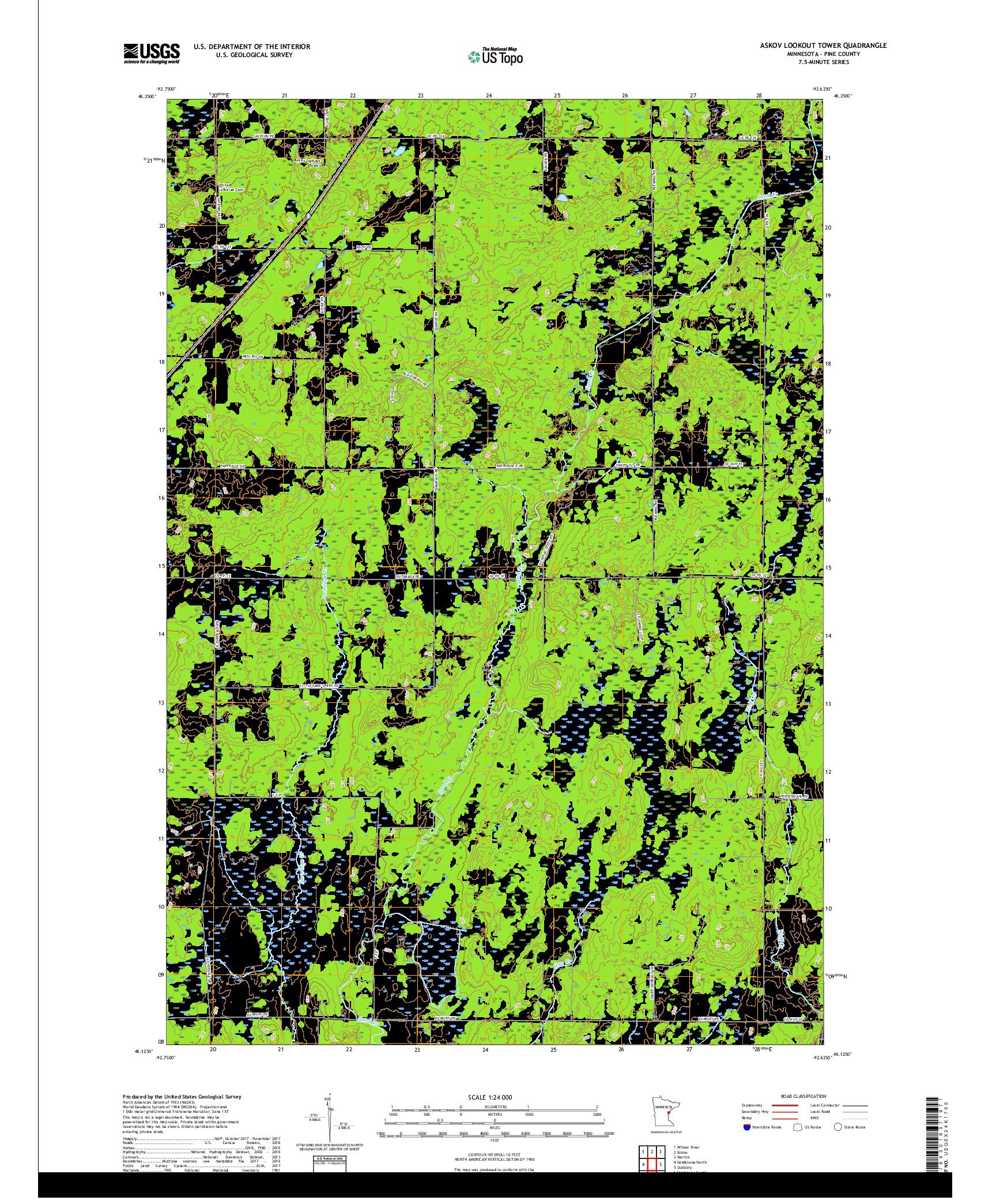 USGS US TOPO 7.5-MINUTE MAP FOR ASKOV LOOKOUT TOWER, MN 2019