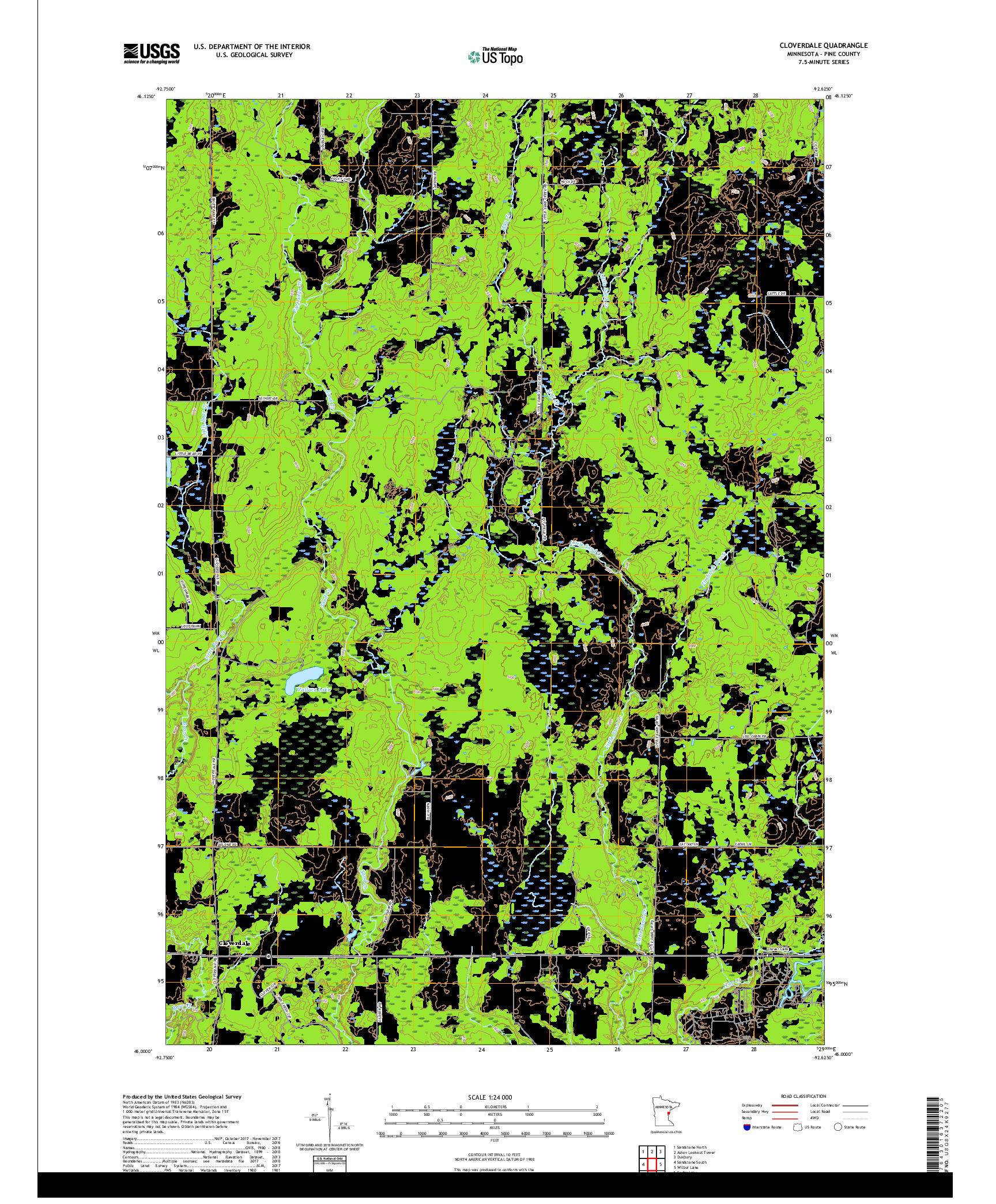 USGS US TOPO 7.5-MINUTE MAP FOR CLOVERDALE, MN 2019