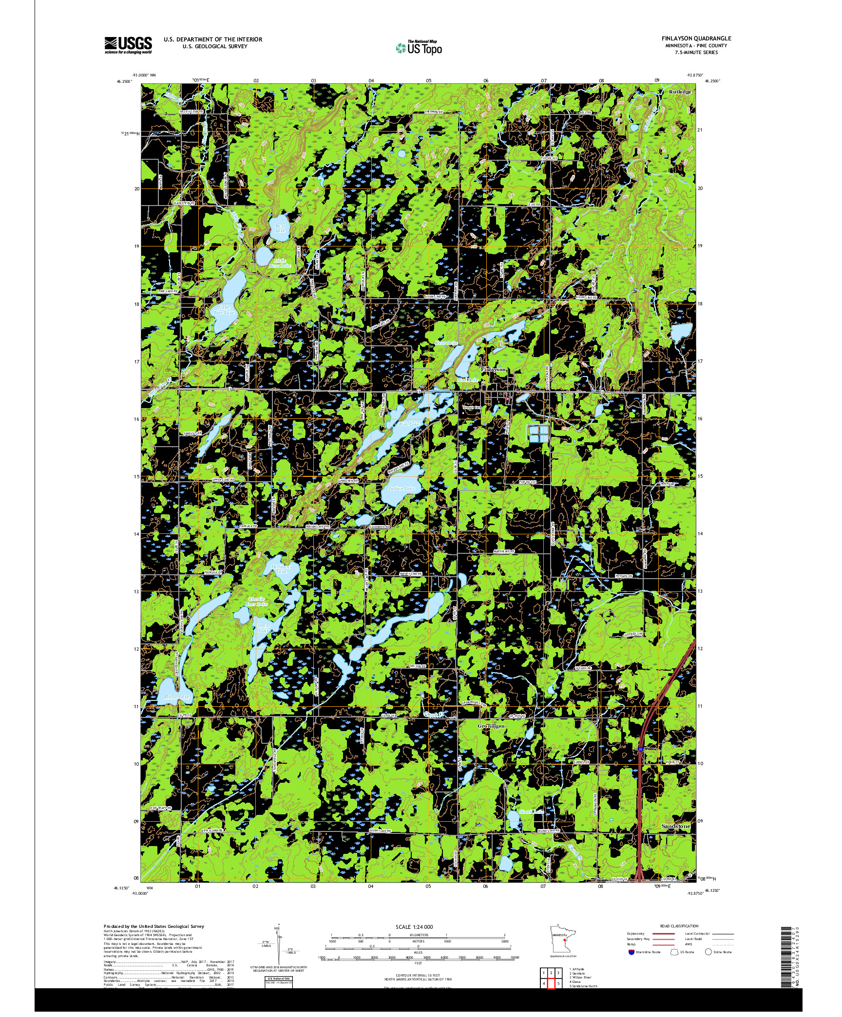 USGS US TOPO 7.5-MINUTE MAP FOR FINLAYSON, MN 2019