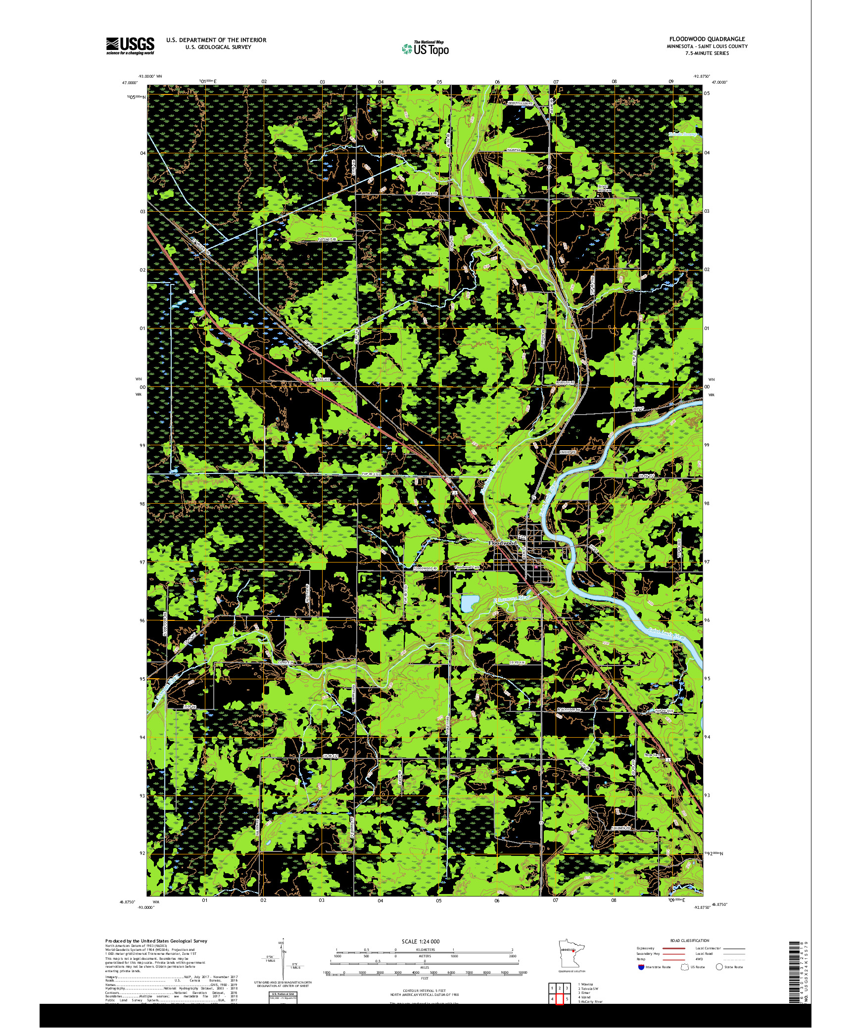 USGS US TOPO 7.5-MINUTE MAP FOR FLOODWOOD, MN 2019