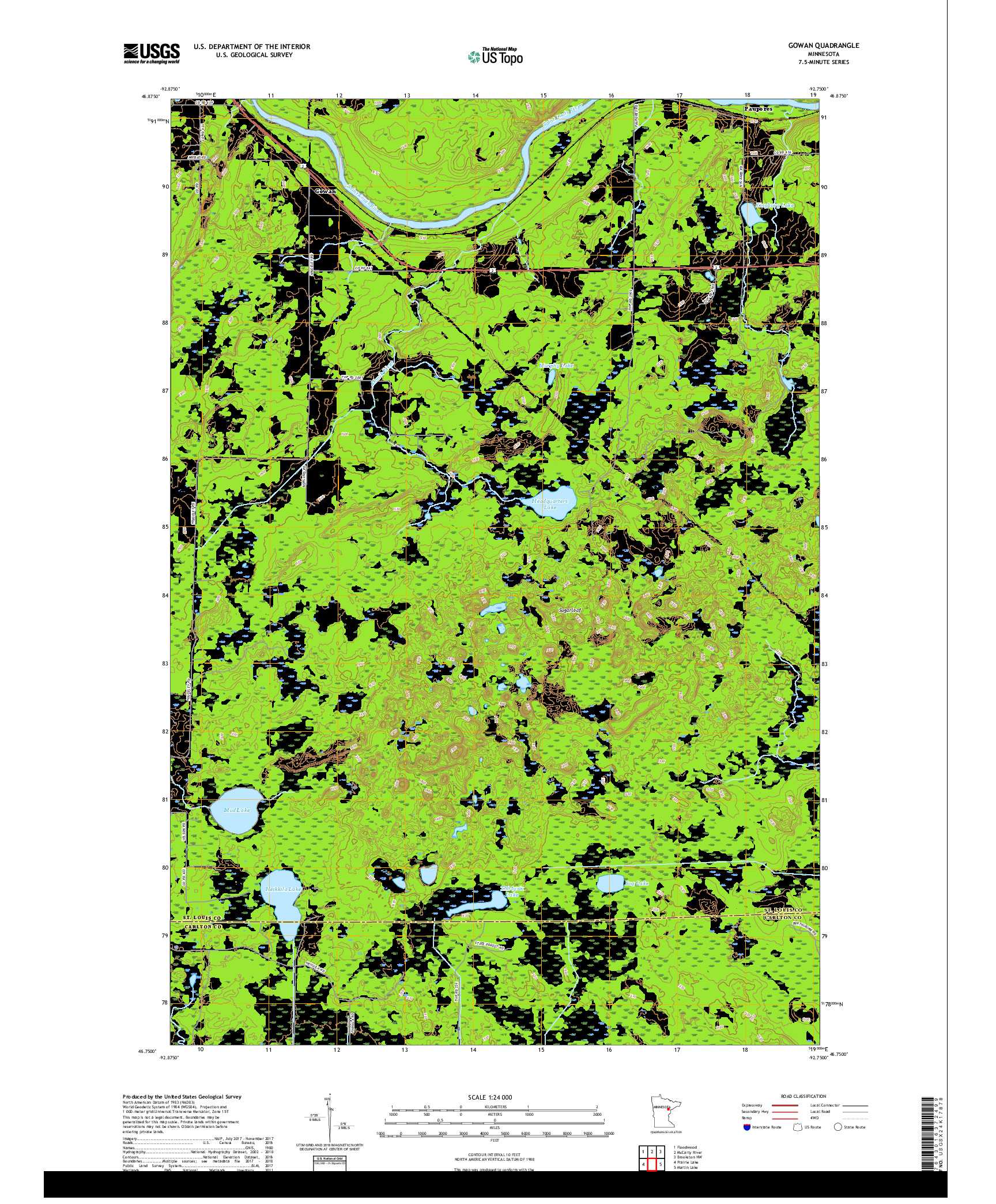 USGS US TOPO 7.5-MINUTE MAP FOR GOWAN, MN 2019
