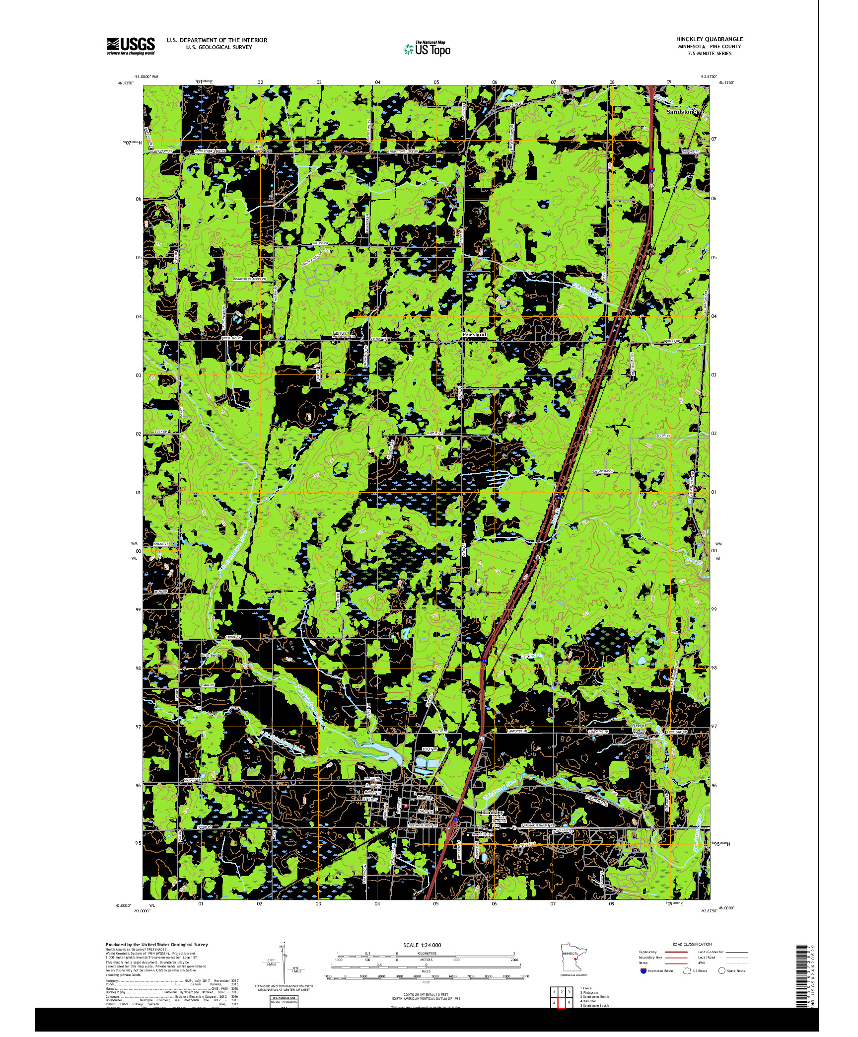 USGS US TOPO 7.5-MINUTE MAP FOR HINCKLEY, MN 2019