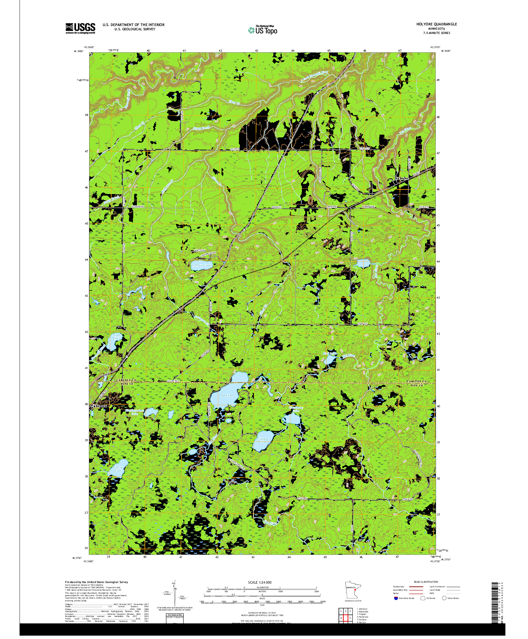 USGS US TOPO 7.5-MINUTE MAP FOR HOLYOKE, MN 2019