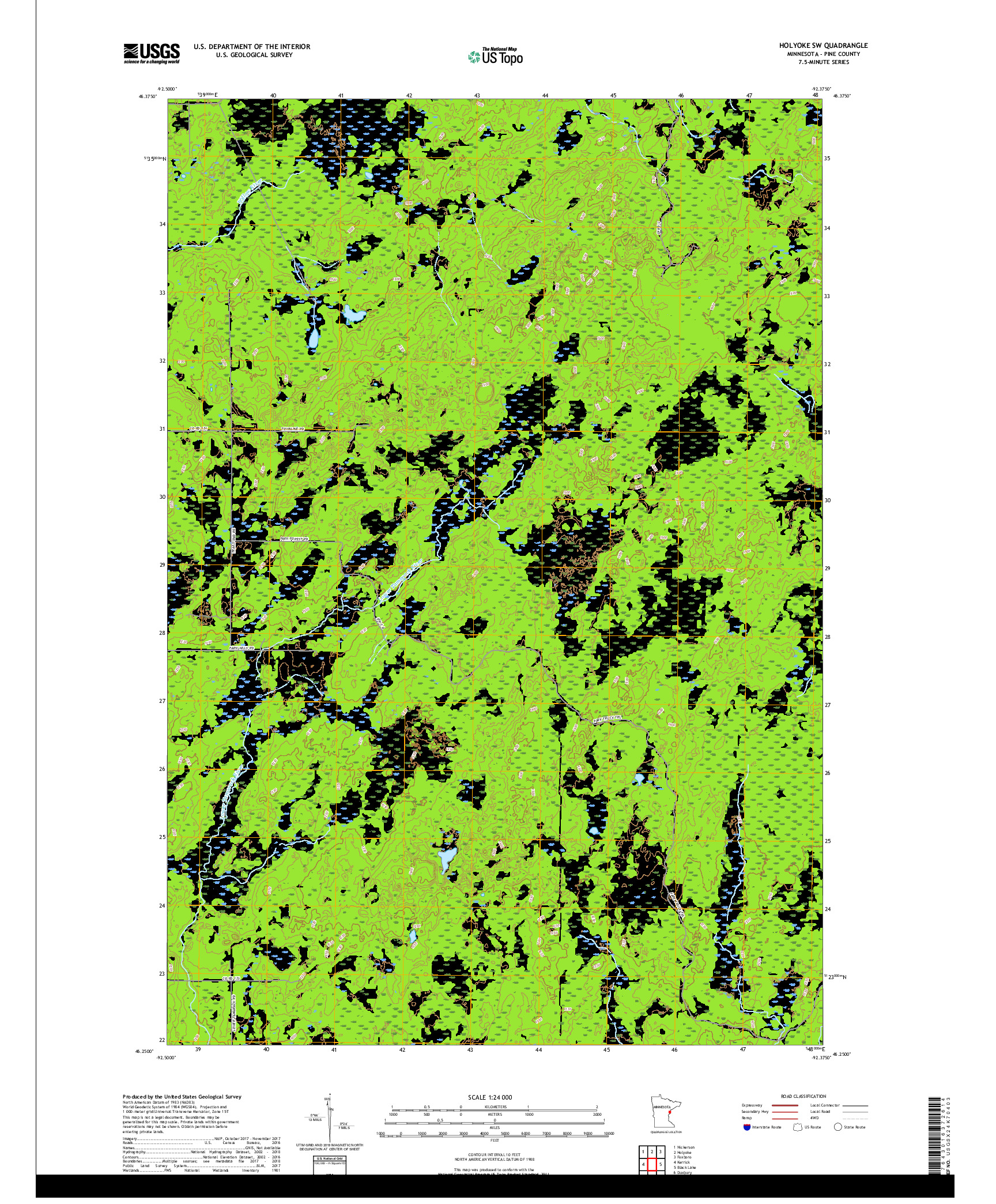 USGS US TOPO 7.5-MINUTE MAP FOR HOLYOKE SW, MN 2019