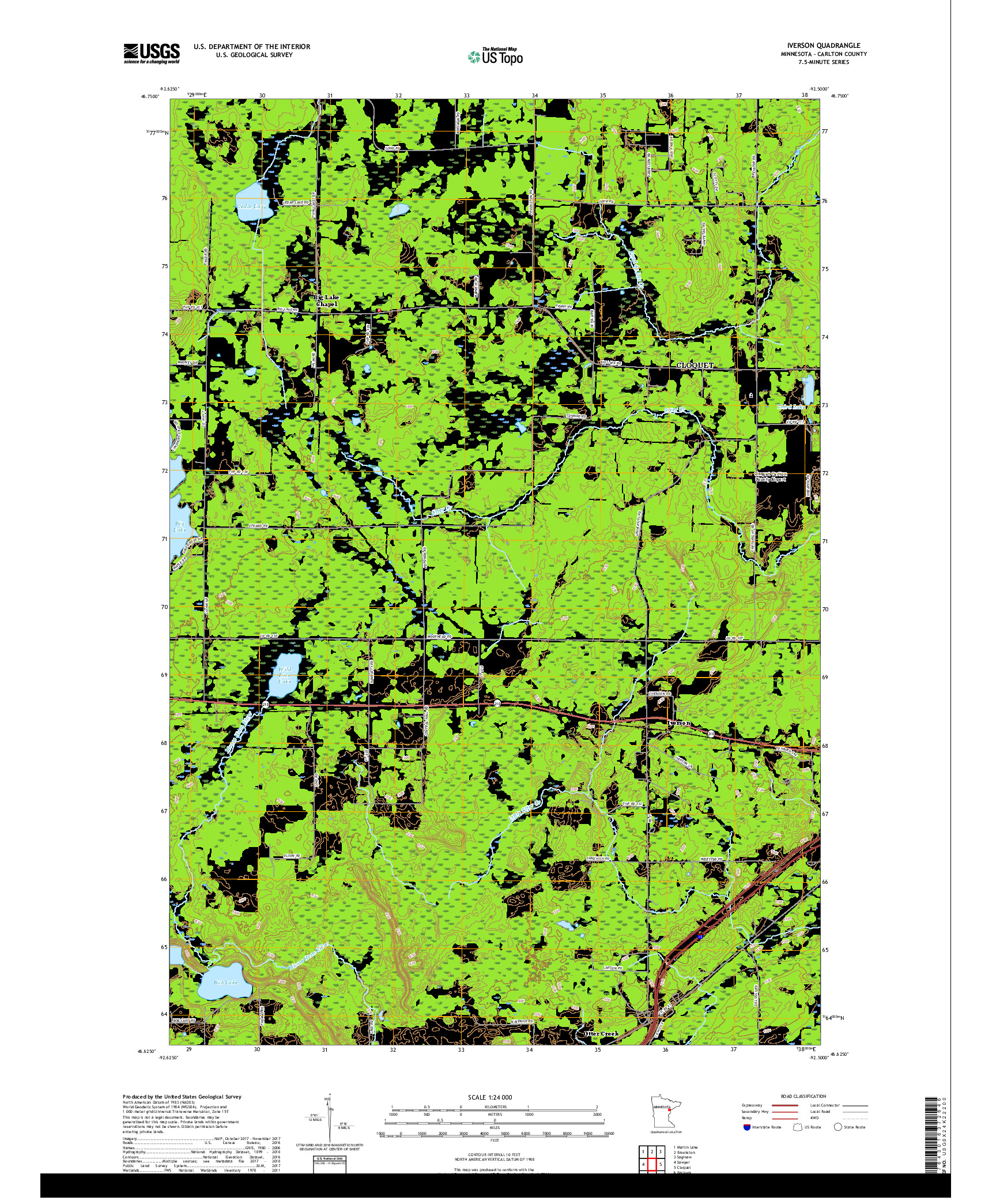 USGS US TOPO 7.5-MINUTE MAP FOR IVERSON, MN 2019