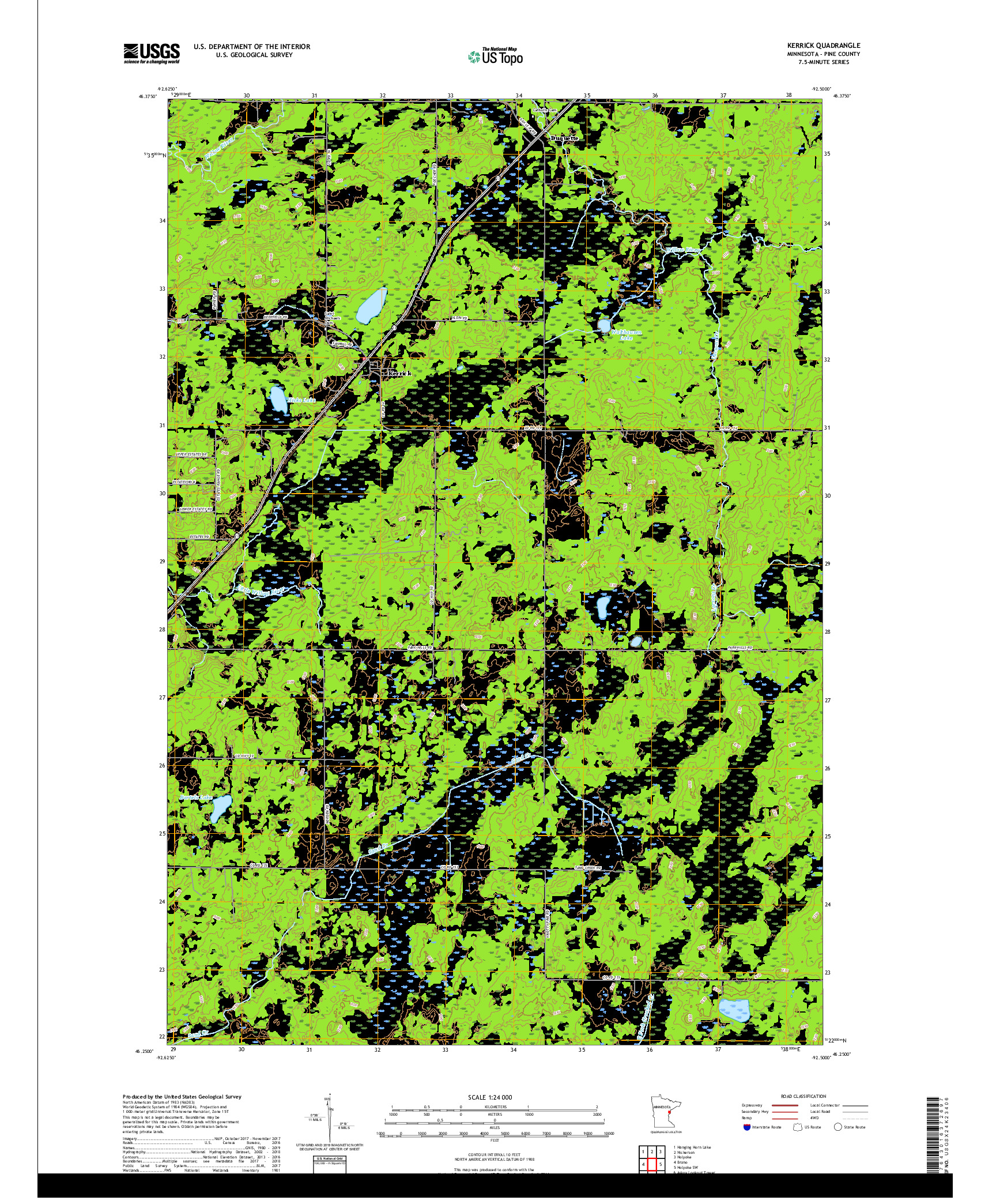 USGS US TOPO 7.5-MINUTE MAP FOR KERRICK, MN 2019