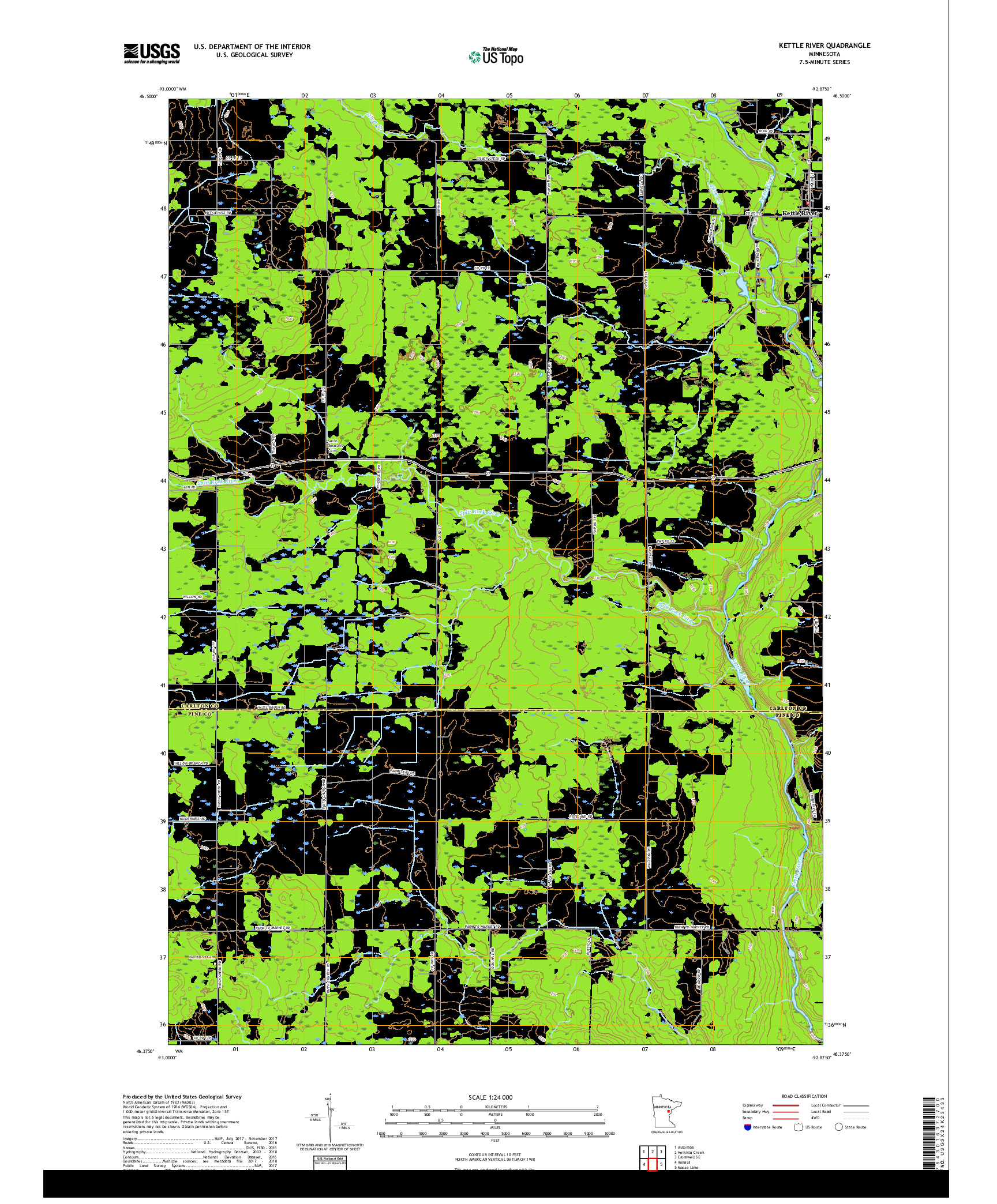 USGS US TOPO 7.5-MINUTE MAP FOR KETTLE RIVER, MN 2019