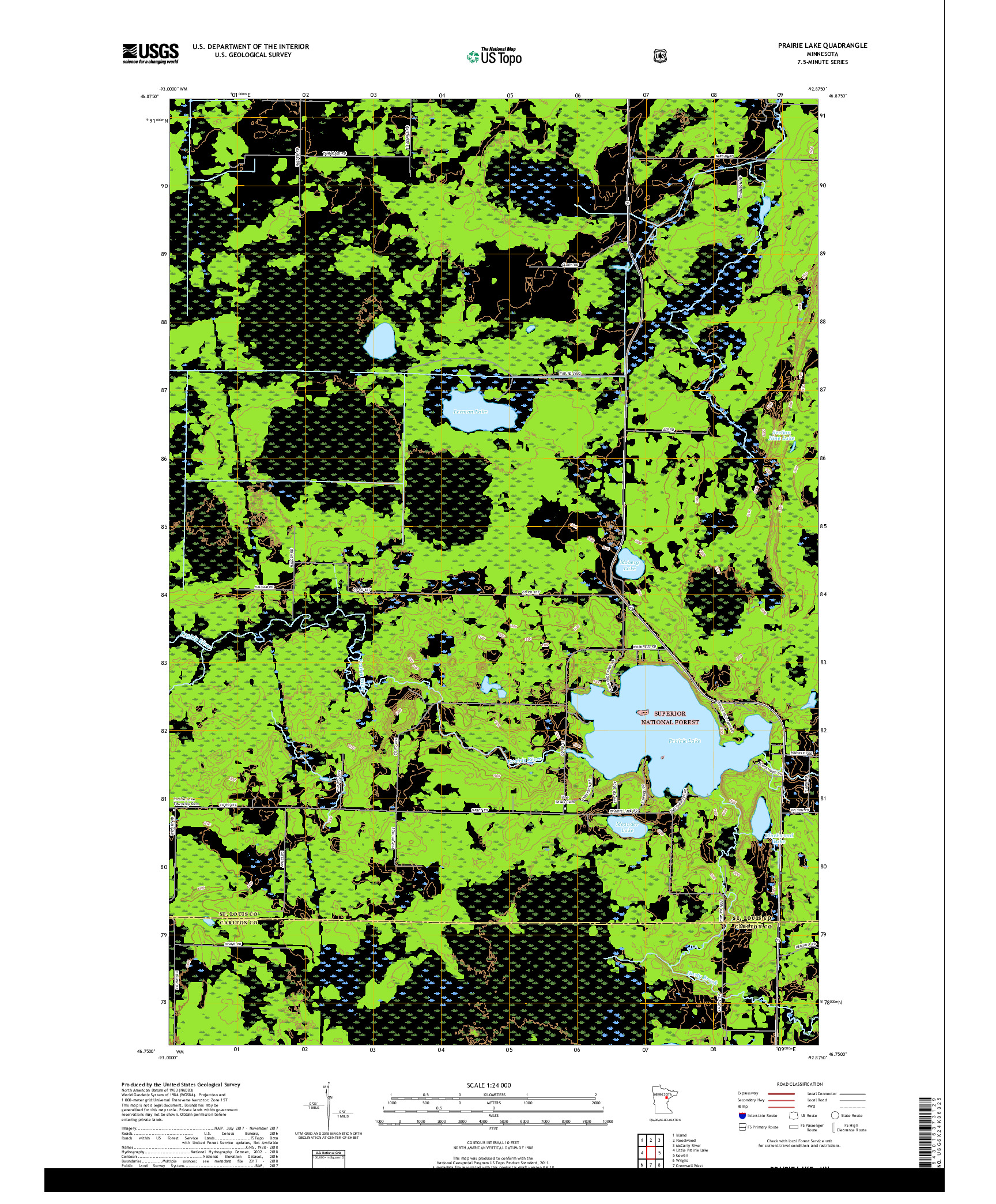 USGS US TOPO 7.5-MINUTE MAP FOR PRAIRIE LAKE, MN 2019