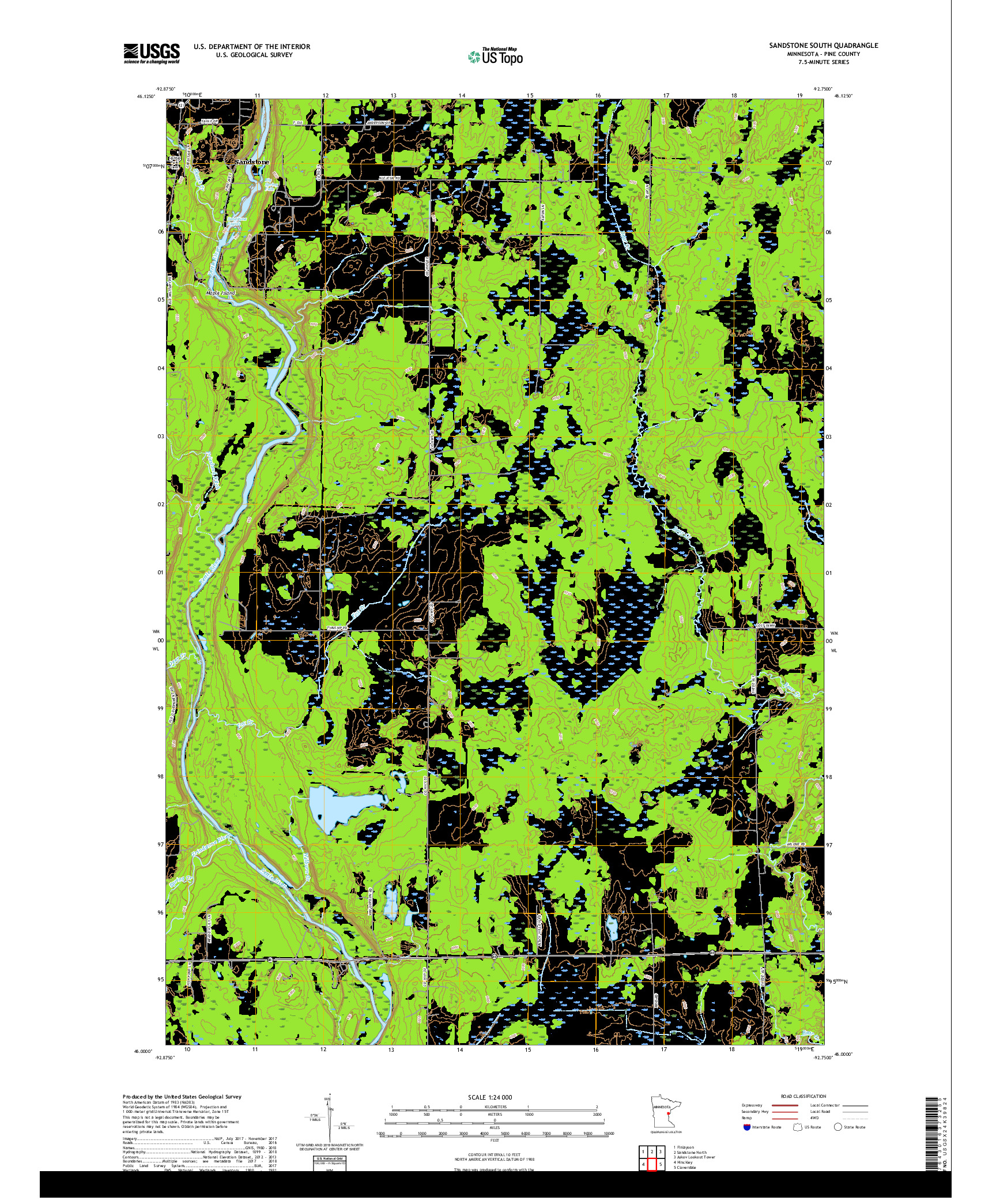 USGS US TOPO 7.5-MINUTE MAP FOR SANDSTONE SOUTH, MN 2019