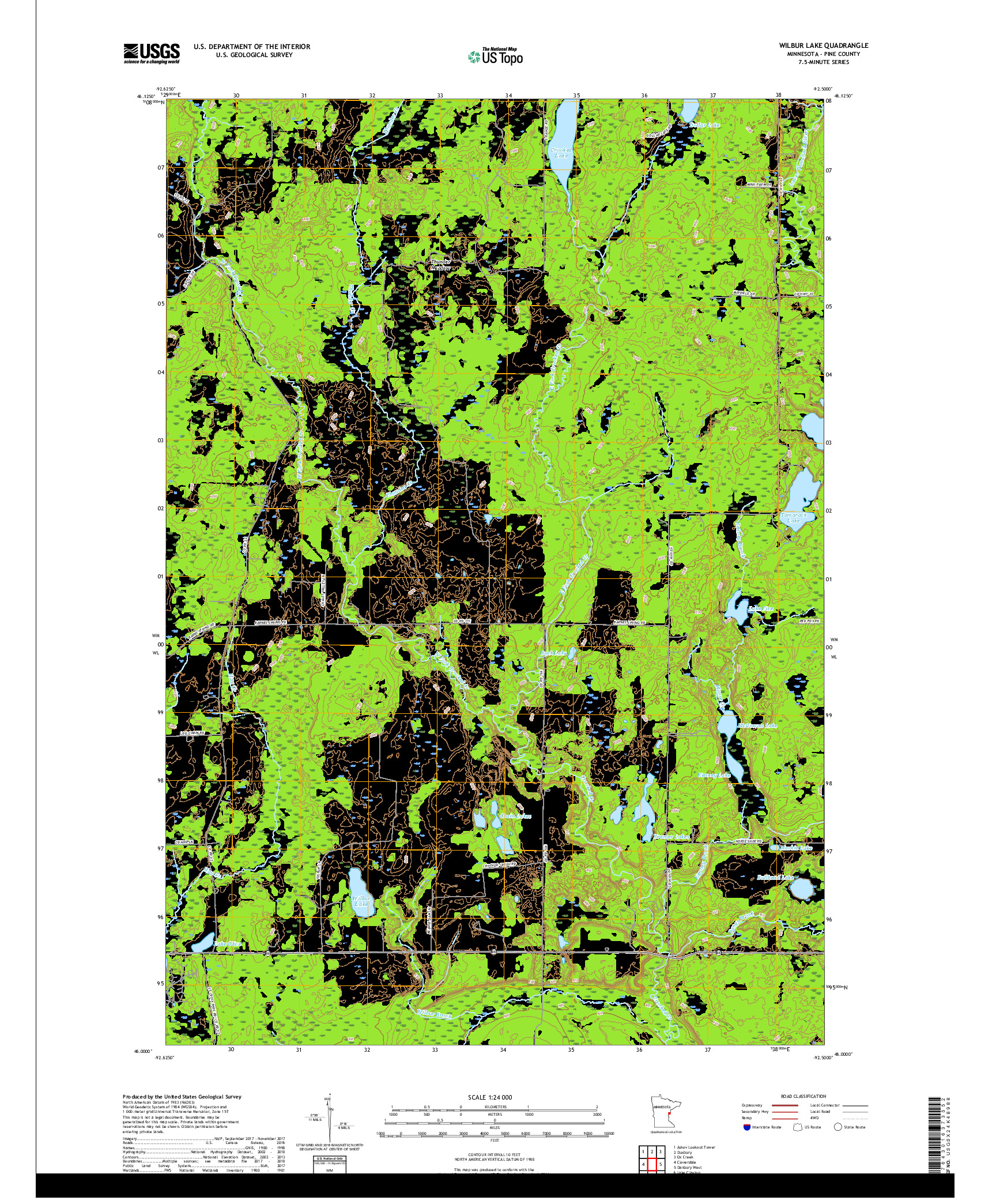 USGS US TOPO 7.5-MINUTE MAP FOR WILBUR LAKE, MN 2019