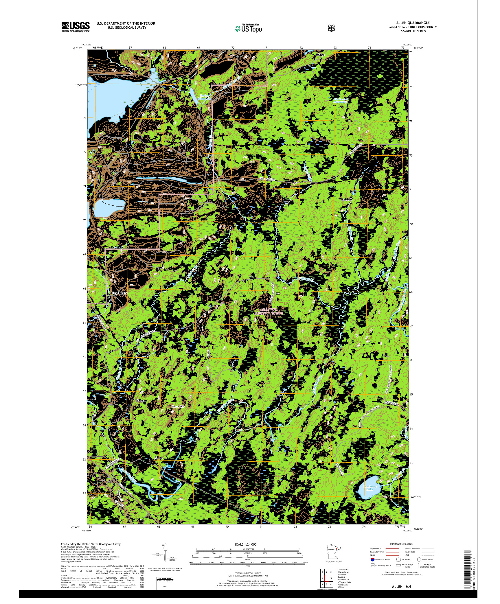 USGS US TOPO 7.5-MINUTE MAP FOR ALLEN, MN 2019