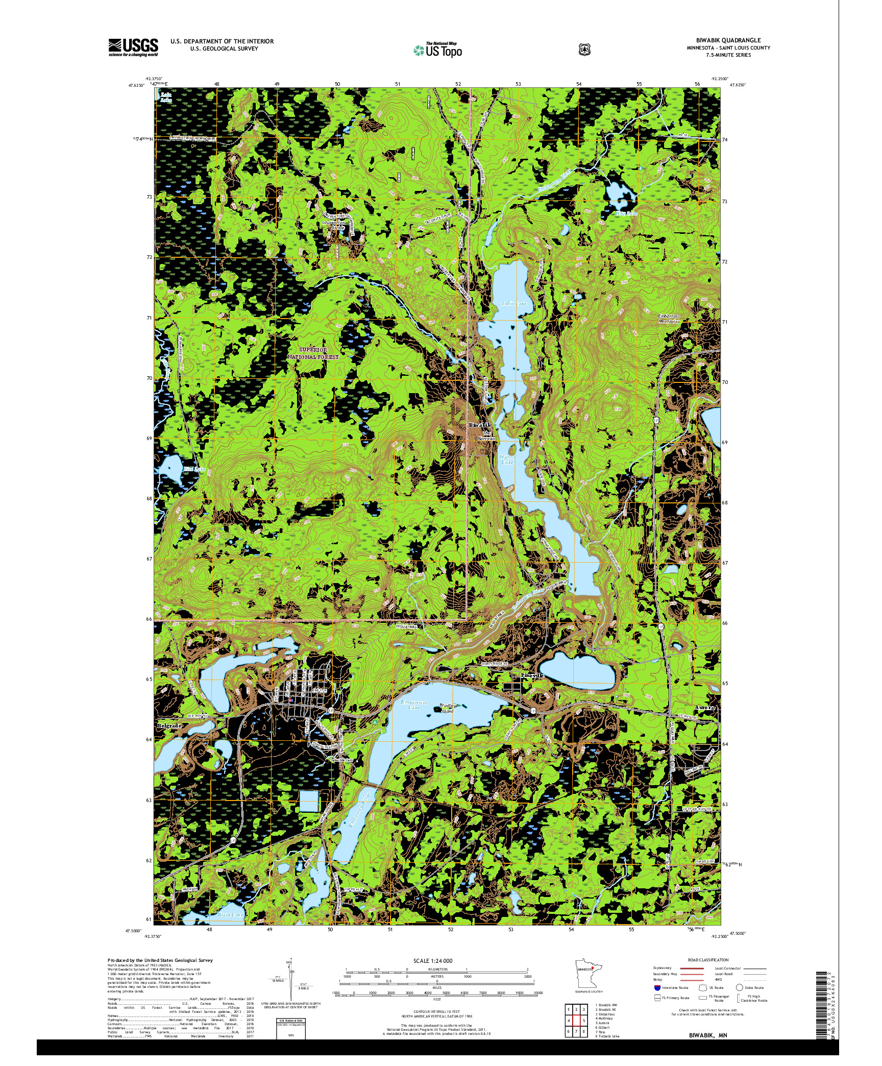 USGS US TOPO 7.5-MINUTE MAP FOR BIWABIK, MN 2019