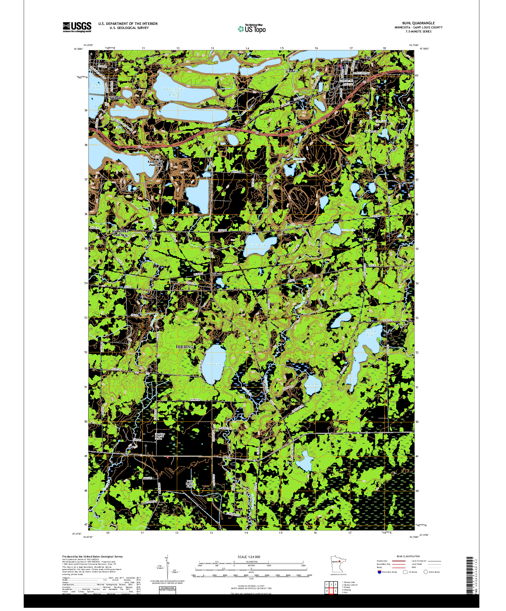 USGS US TOPO 7.5-MINUTE MAP FOR BUHL, MN 2019