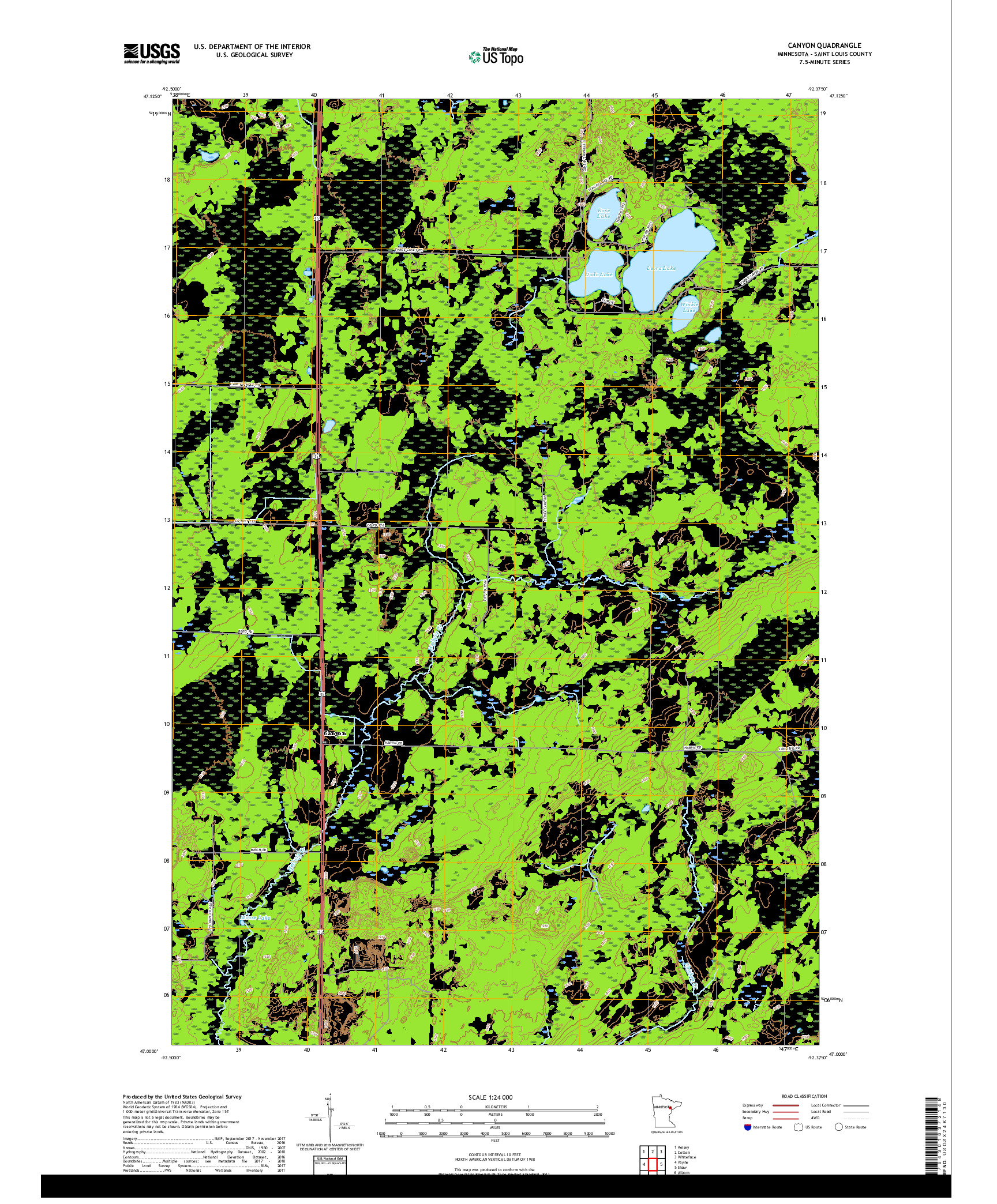 USGS US TOPO 7.5-MINUTE MAP FOR CANYON, MN 2019