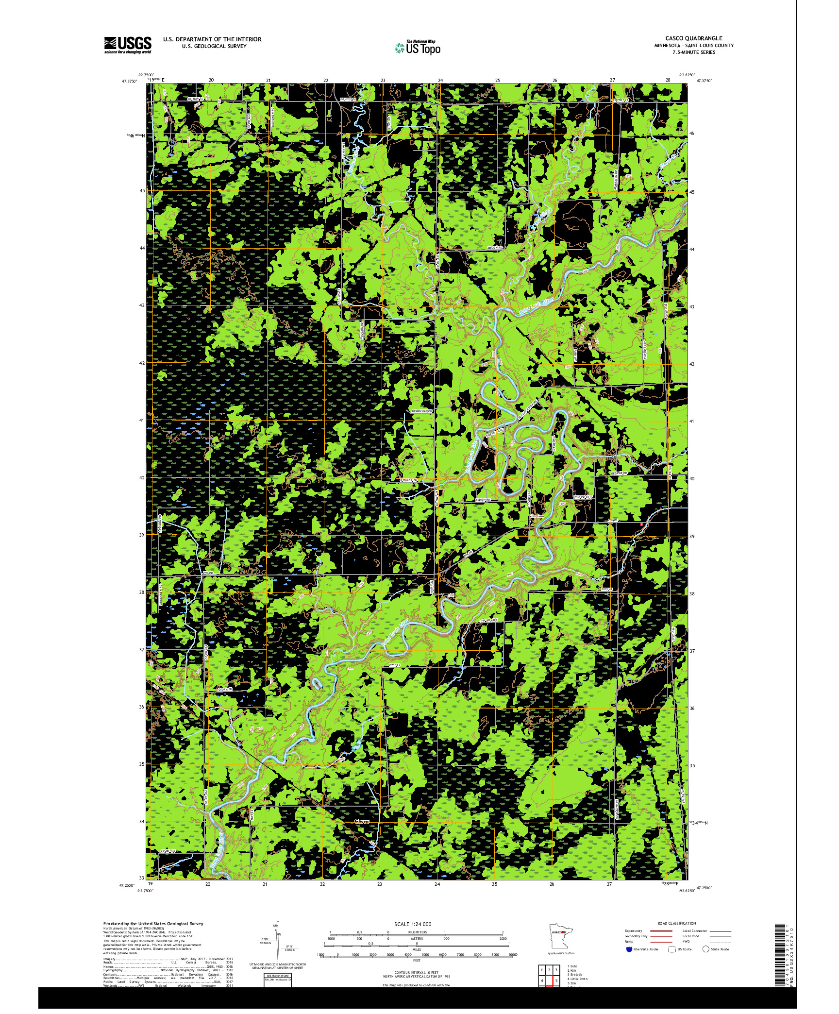 USGS US TOPO 7.5-MINUTE MAP FOR CASCO, MN 2019