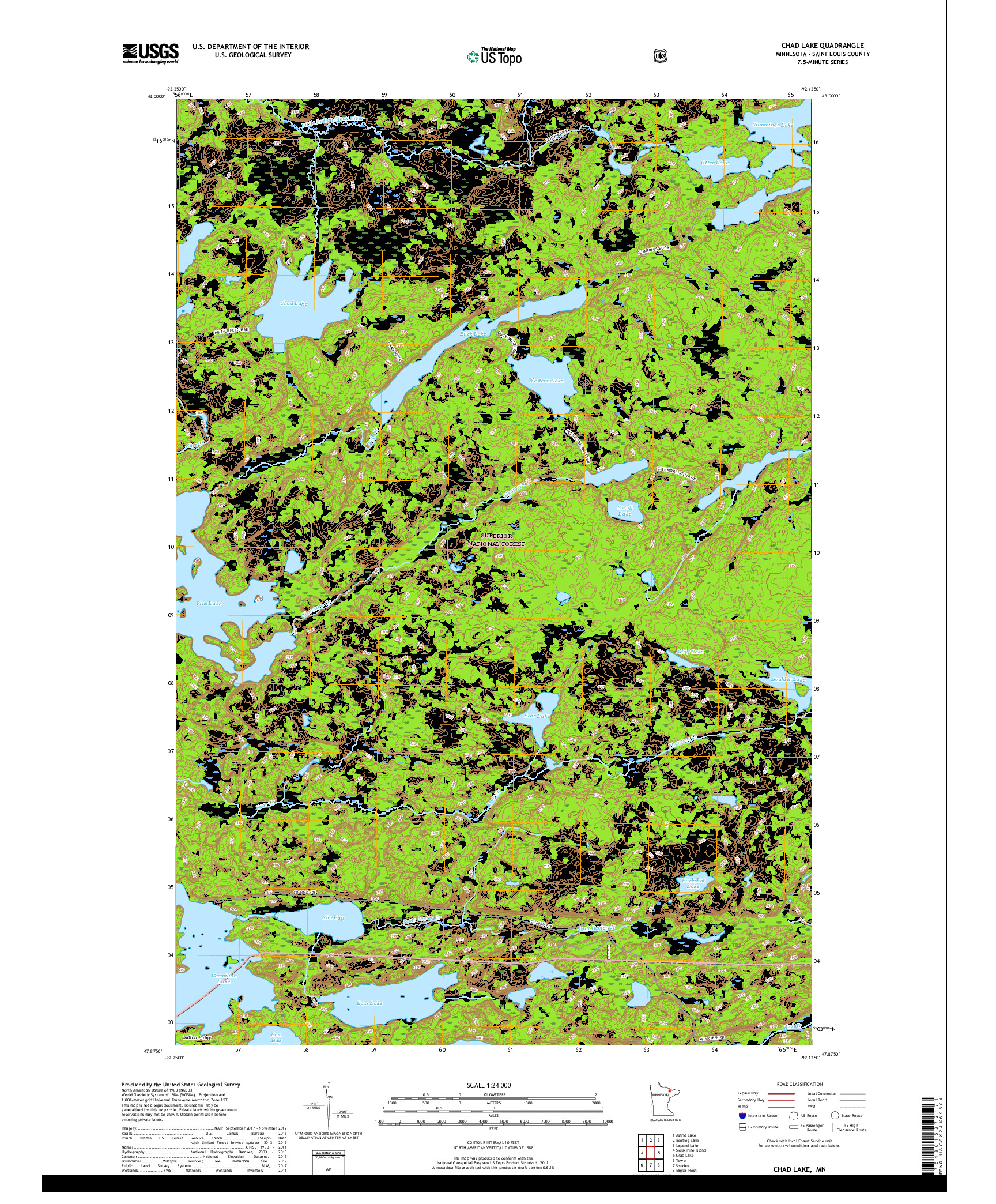 USGS US TOPO 7.5-MINUTE MAP FOR CHAD LAKE, MN 2019