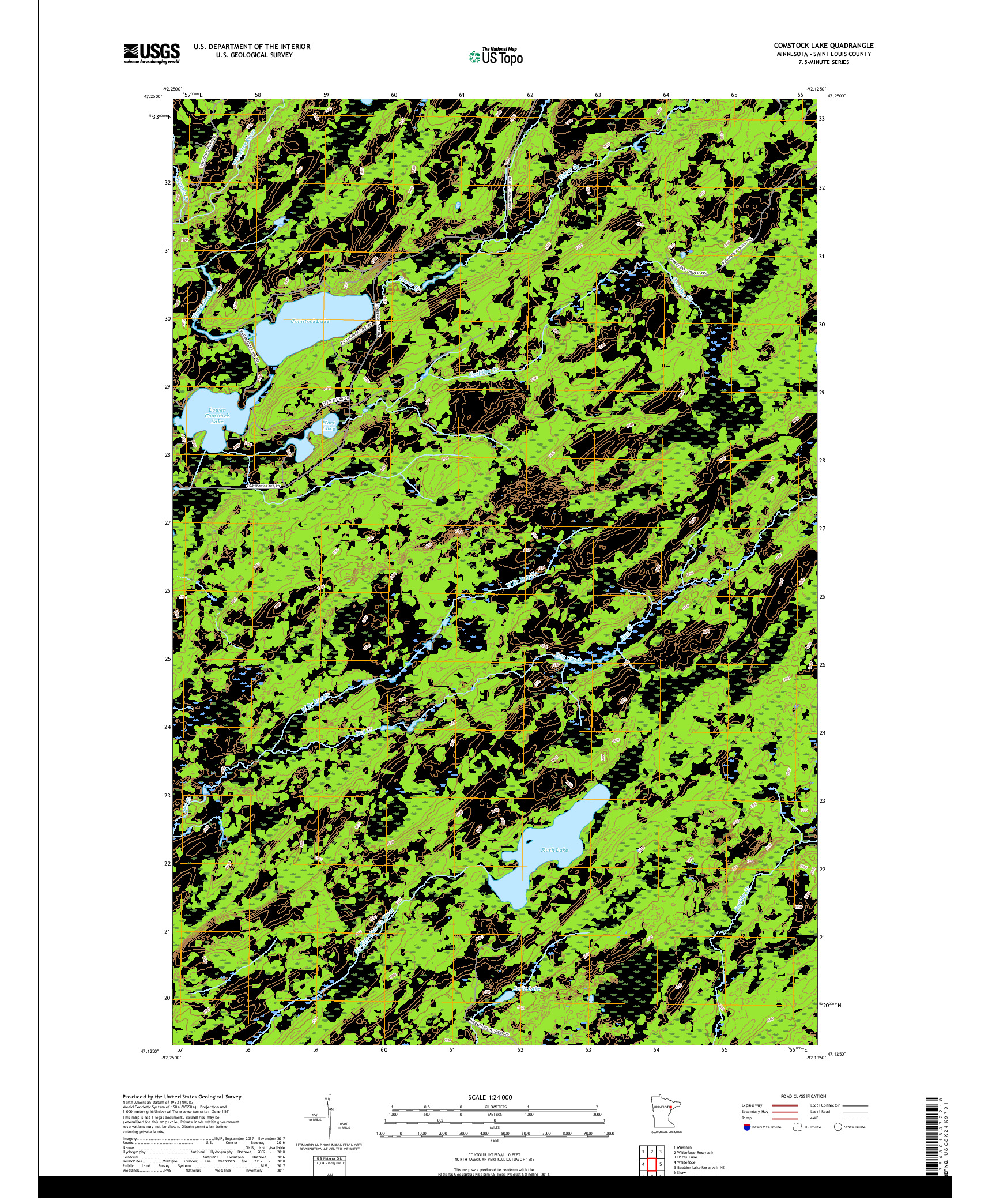 USGS US TOPO 7.5-MINUTE MAP FOR COMSTOCK LAKE, MN 2019