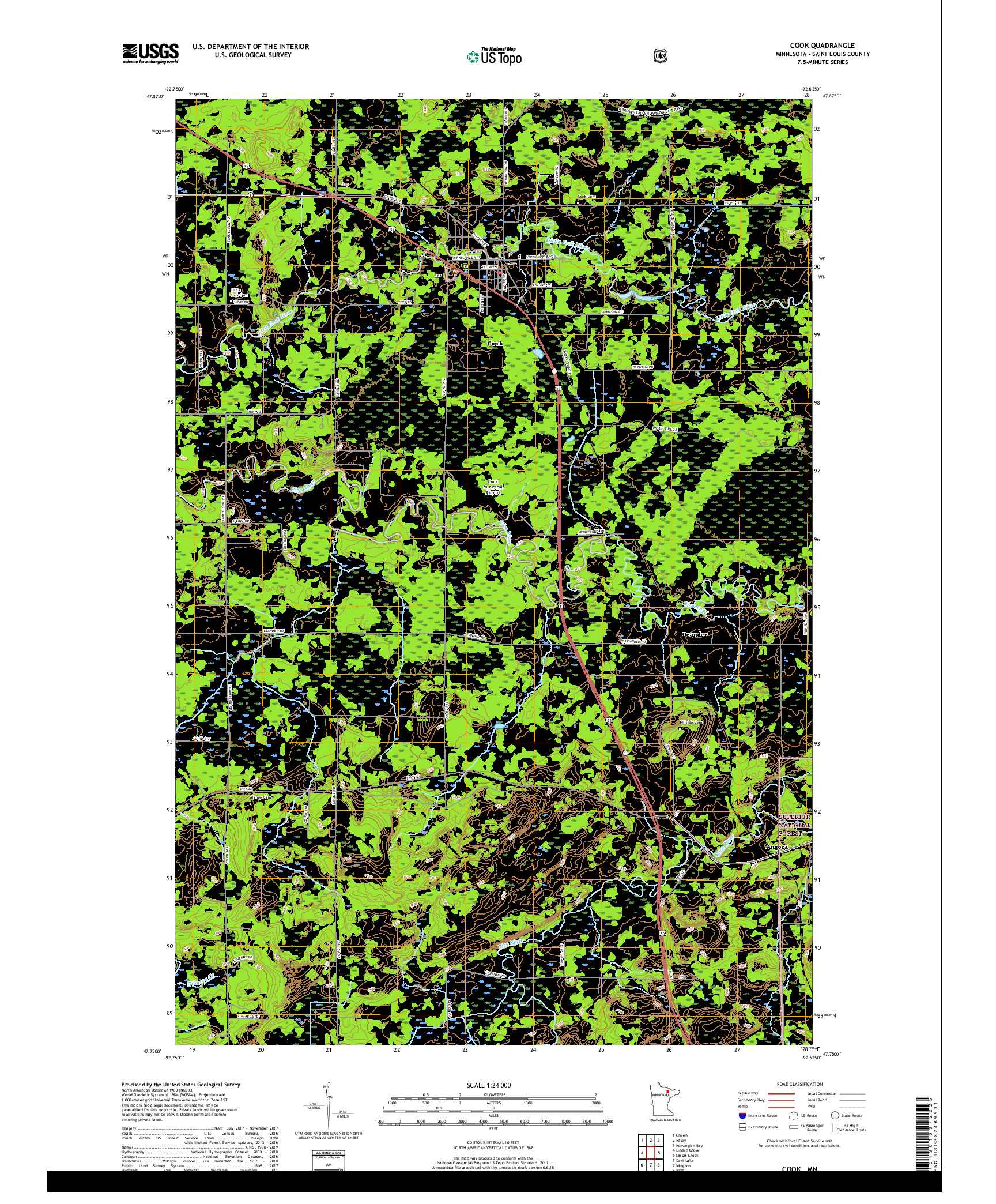 USGS US TOPO 7.5-MINUTE MAP FOR COOK, MN 2019