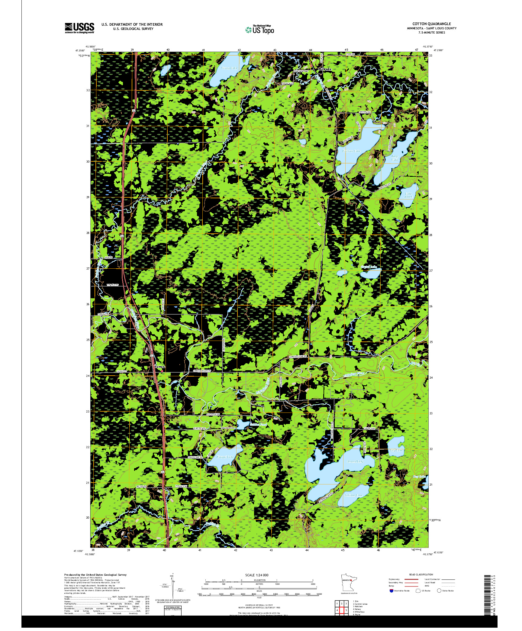 USGS US TOPO 7.5-MINUTE MAP FOR COTTON, MN 2019