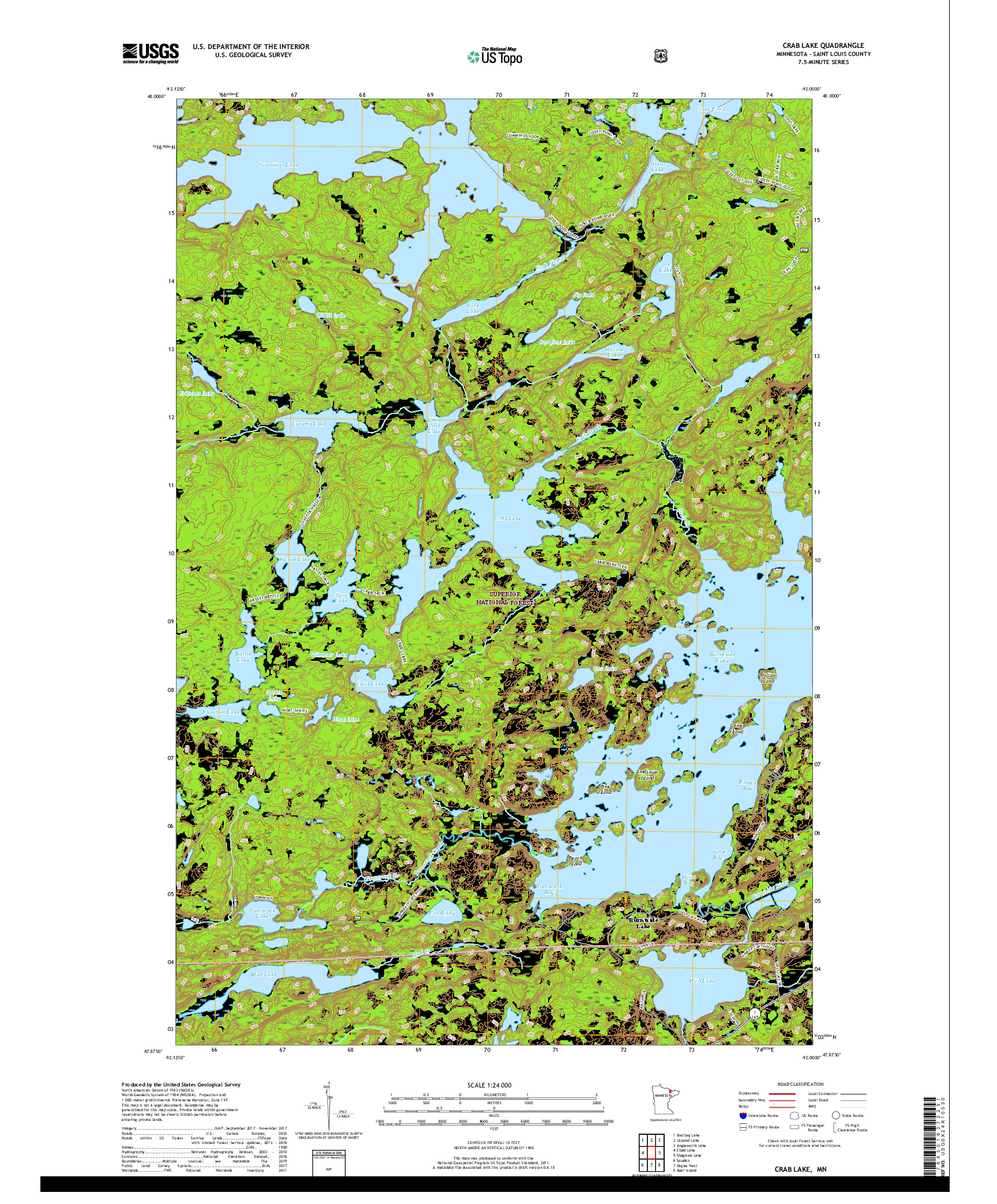 USGS US TOPO 7.5-MINUTE MAP FOR CRAB LAKE, MN 2019