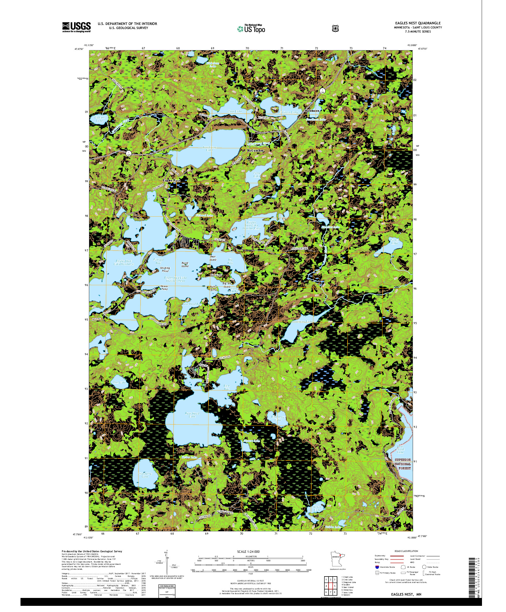 USGS US TOPO 7.5-MINUTE MAP FOR EAGLES NEST, MN 2019