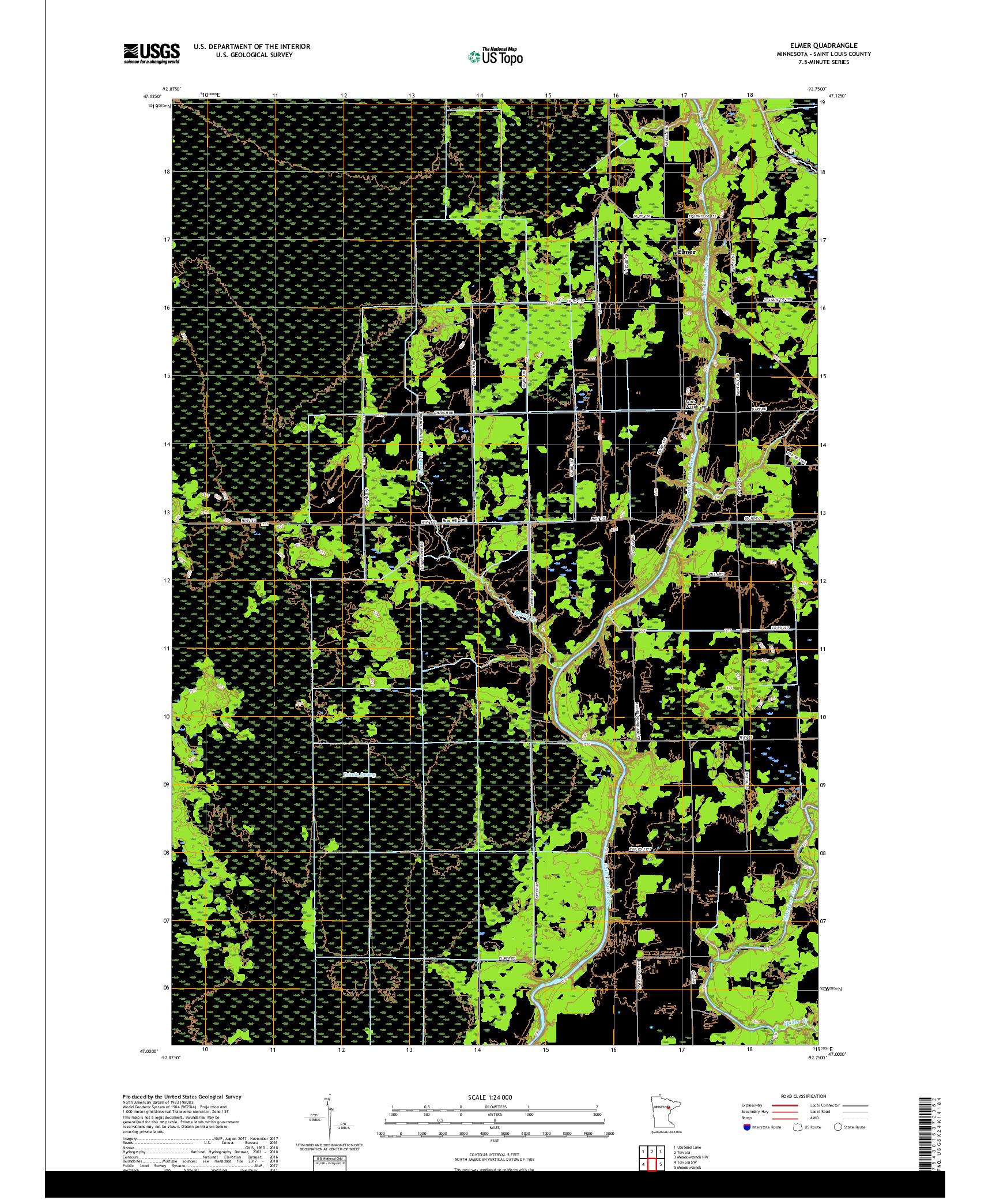 USGS US TOPO 7.5-MINUTE MAP FOR ELMER, MN 2019