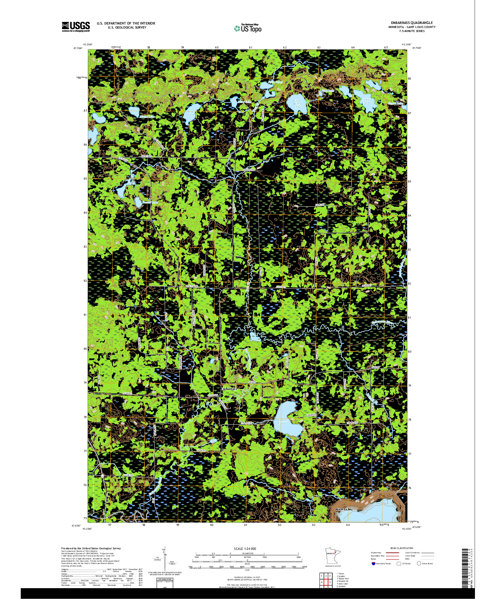 USGS US TOPO 7.5-MINUTE MAP FOR EMBARRASS, MN 2019