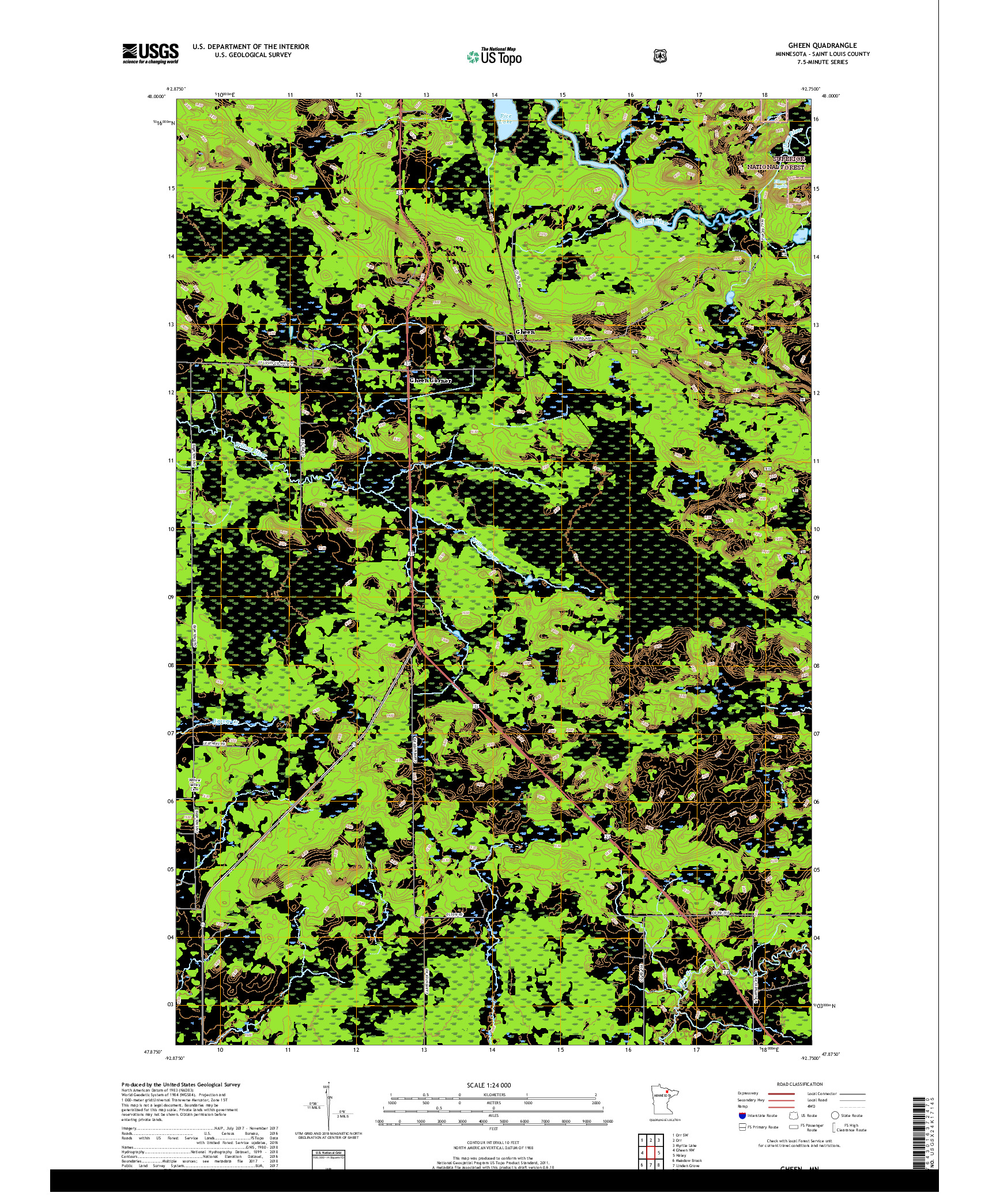 USGS US TOPO 7.5-MINUTE MAP FOR GHEEN, MN 2019