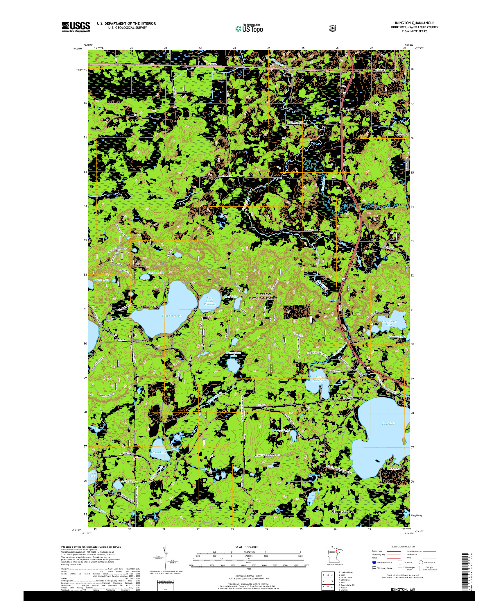 USGS US TOPO 7.5-MINUTE MAP FOR IDINGTON, MN 2019