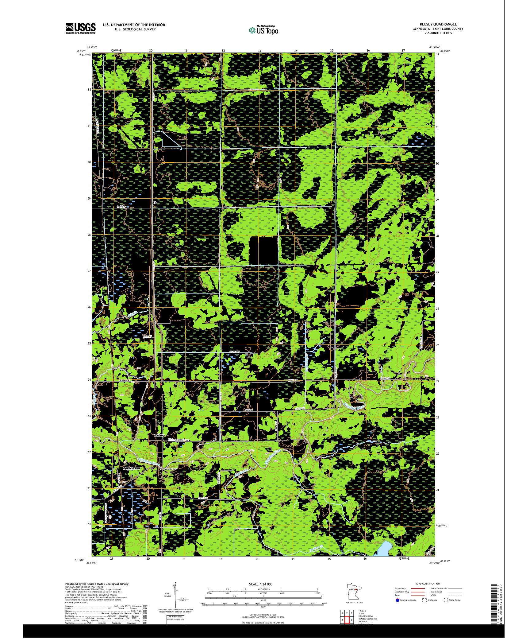 USGS US TOPO 7.5-MINUTE MAP FOR KELSEY, MN 2019