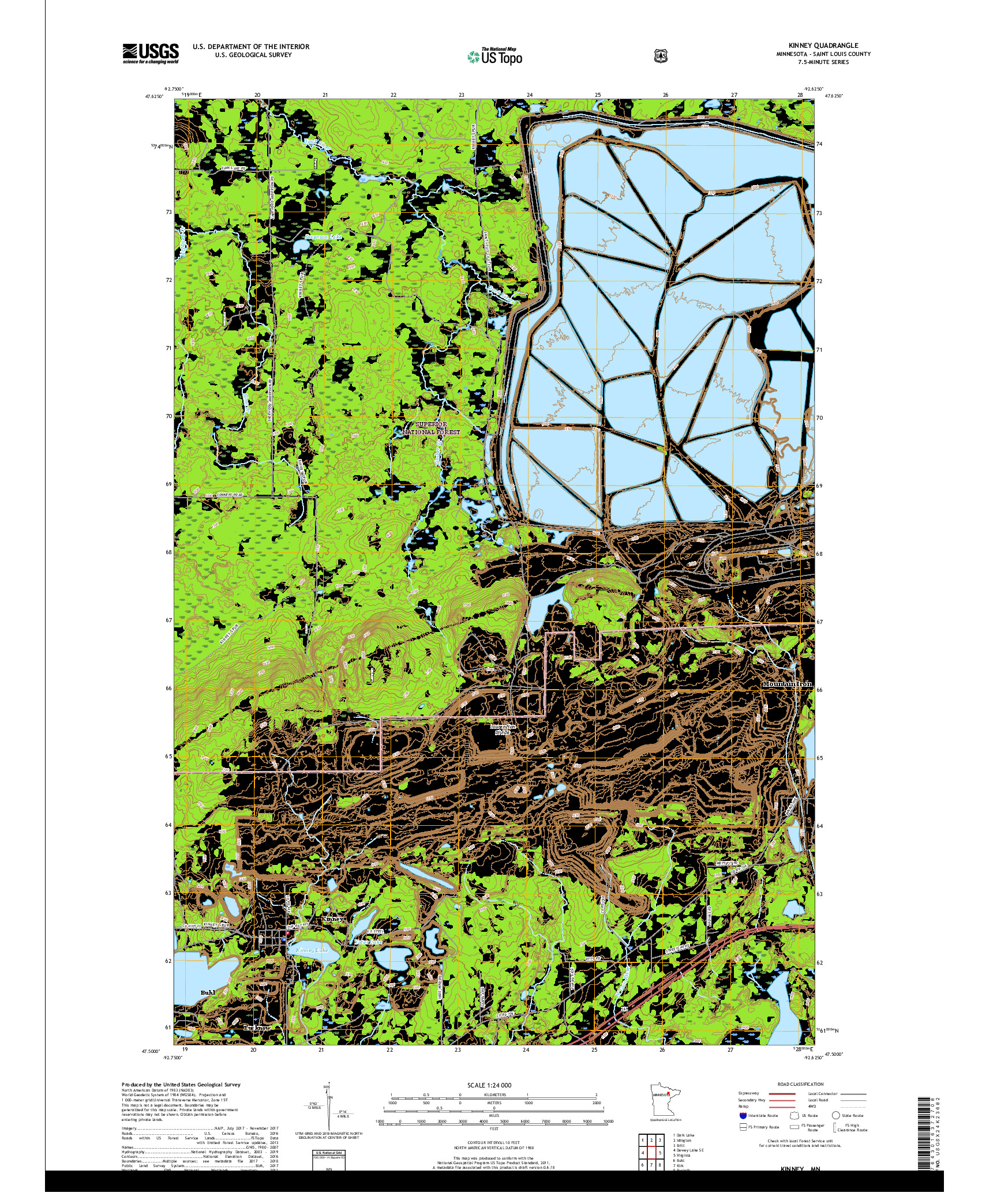 USGS US TOPO 7.5-MINUTE MAP FOR KINNEY, MN 2019