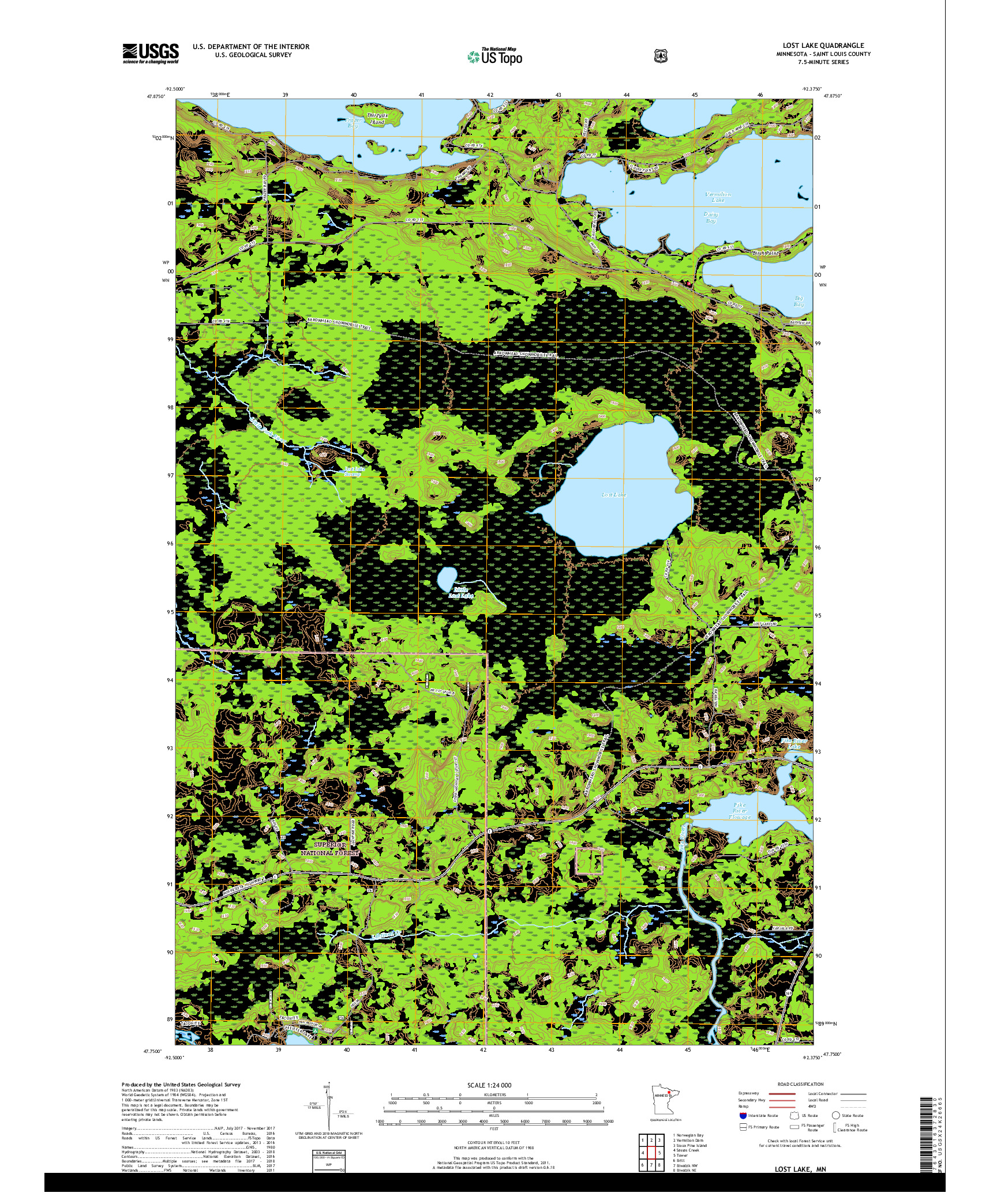 USGS US TOPO 7.5-MINUTE MAP FOR LOST LAKE, MN 2019