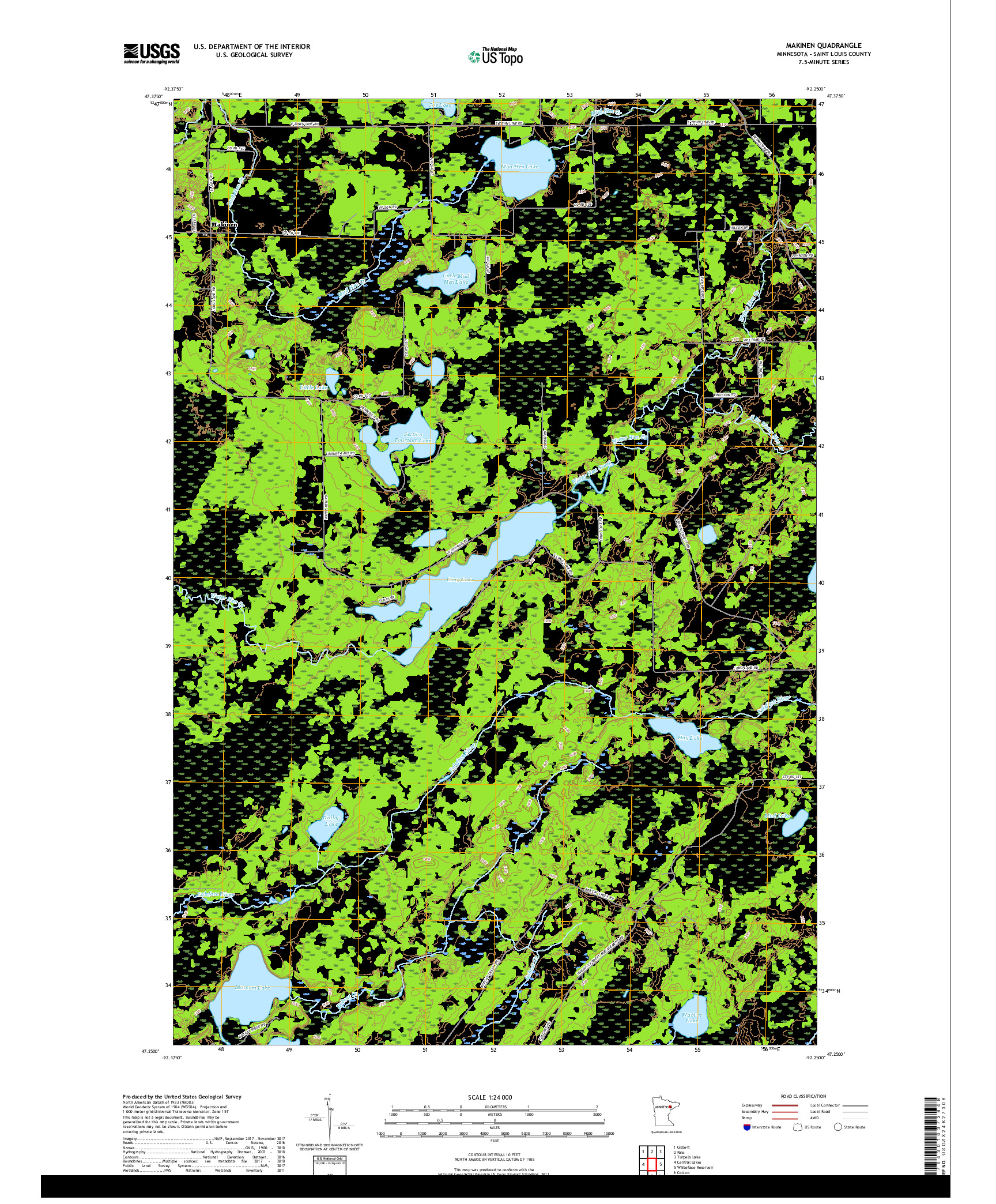 USGS US TOPO 7.5-MINUTE MAP FOR MAKINEN, MN 2019