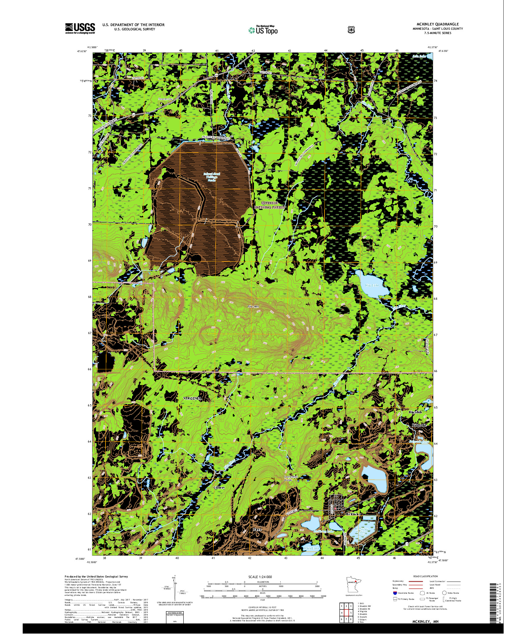 USGS US TOPO 7.5-MINUTE MAP FOR MCKINLEY, MN 2019