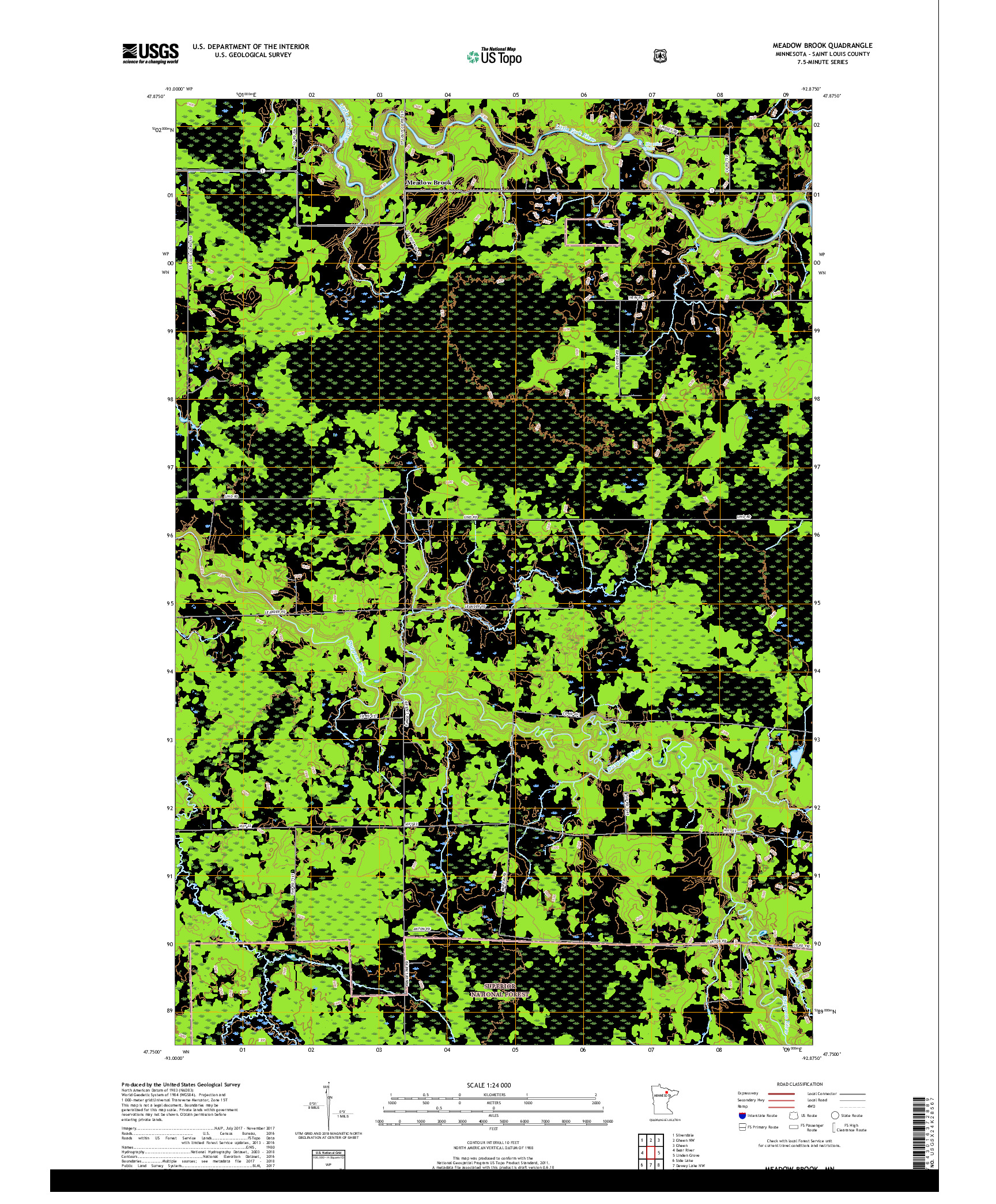 USGS US TOPO 7.5-MINUTE MAP FOR MEADOW BROOK, MN 2019