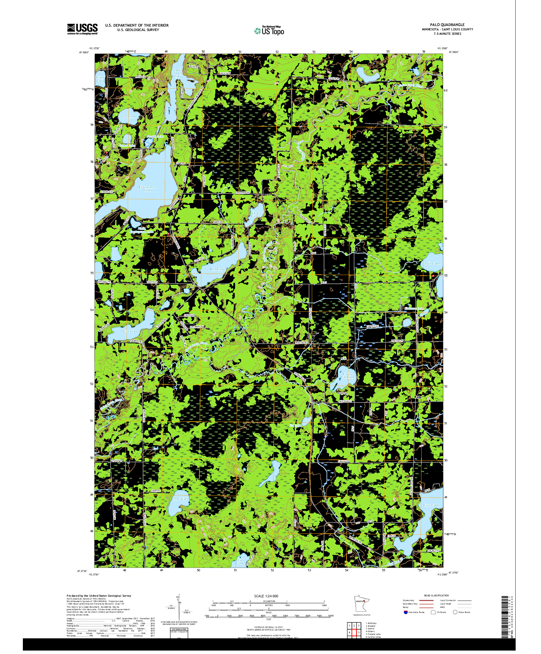 USGS US TOPO 7.5-MINUTE MAP FOR PALO, MN 2019