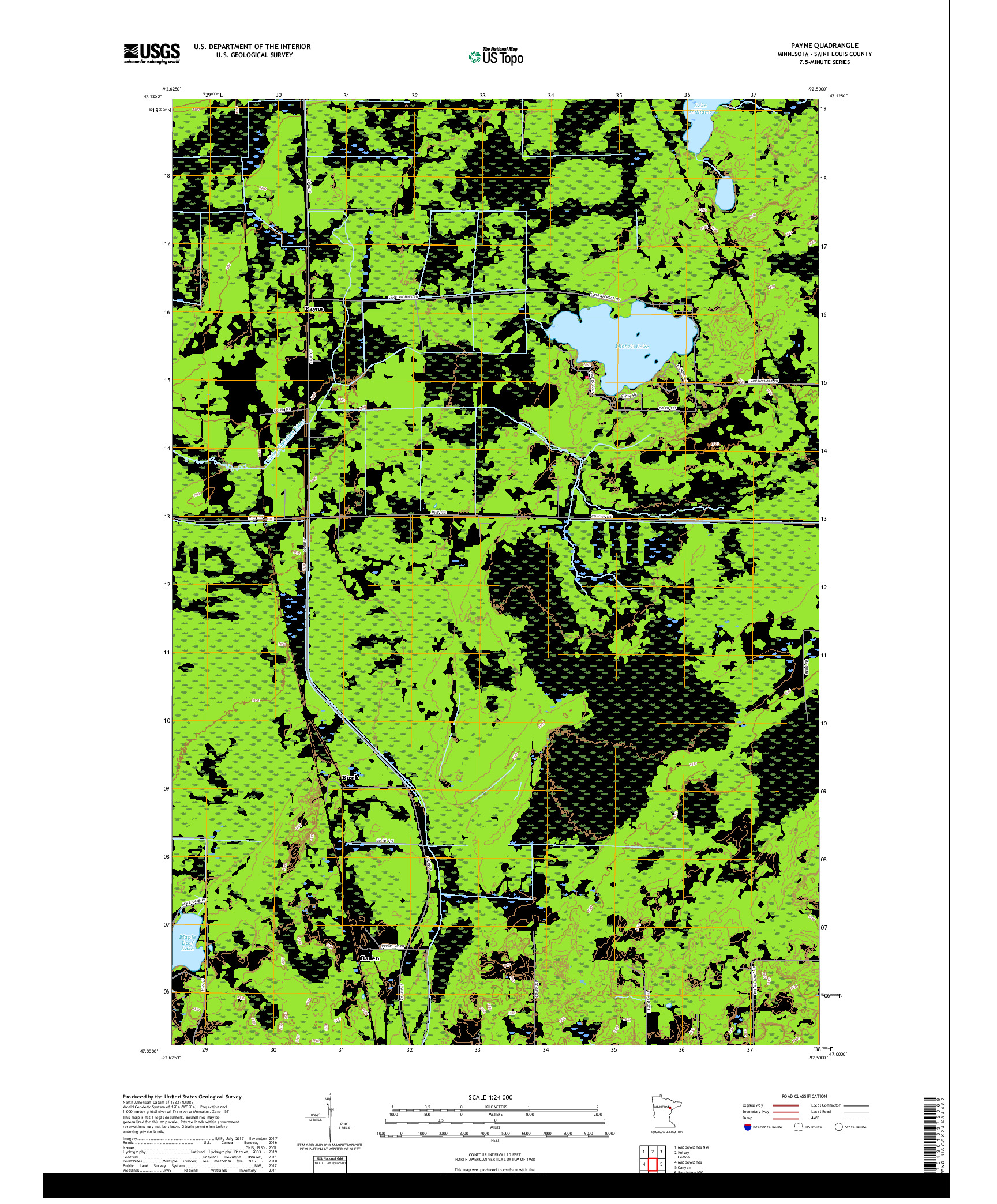USGS US TOPO 7.5-MINUTE MAP FOR PAYNE, MN 2019