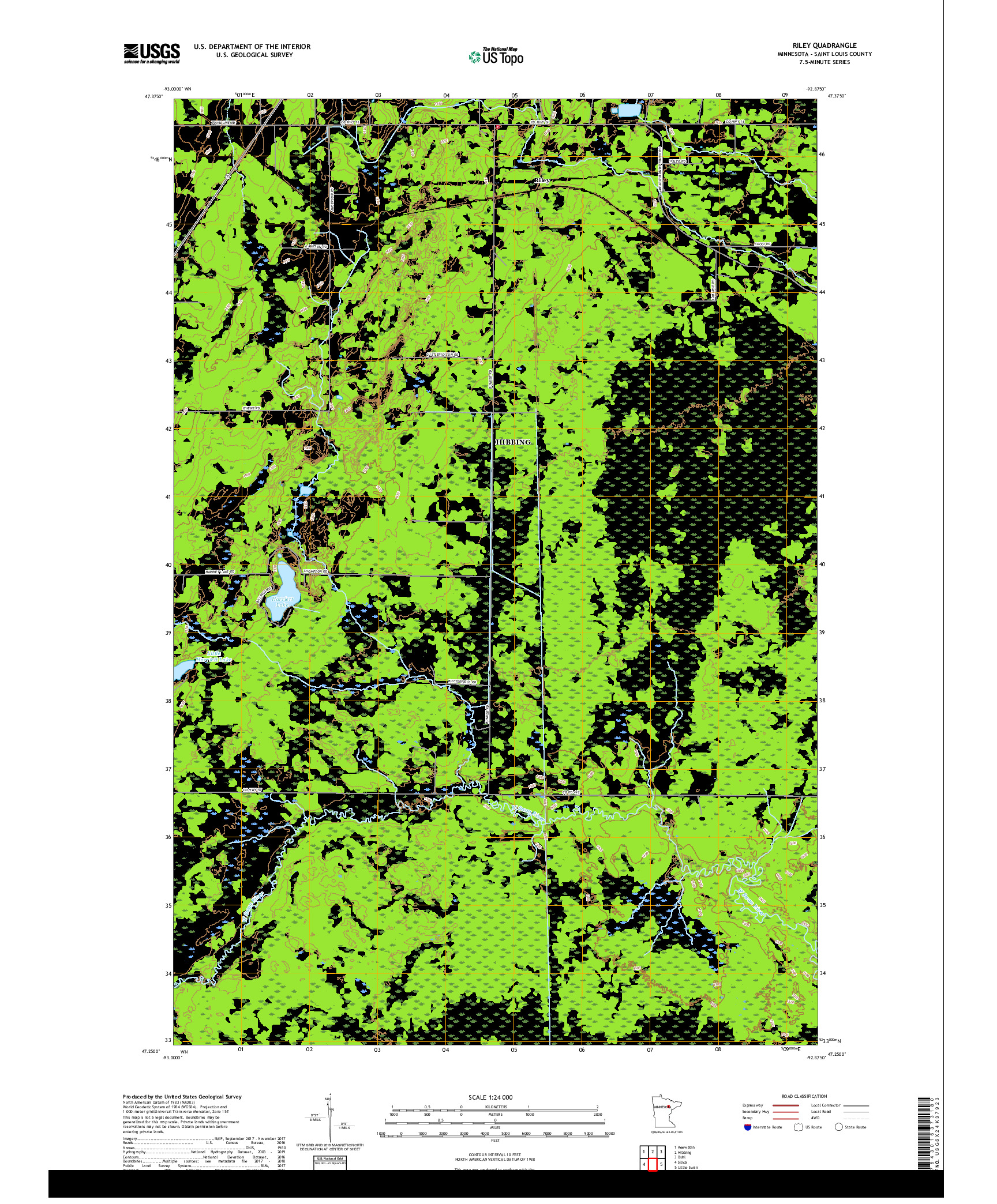 USGS US TOPO 7.5-MINUTE MAP FOR RILEY, MN 2019