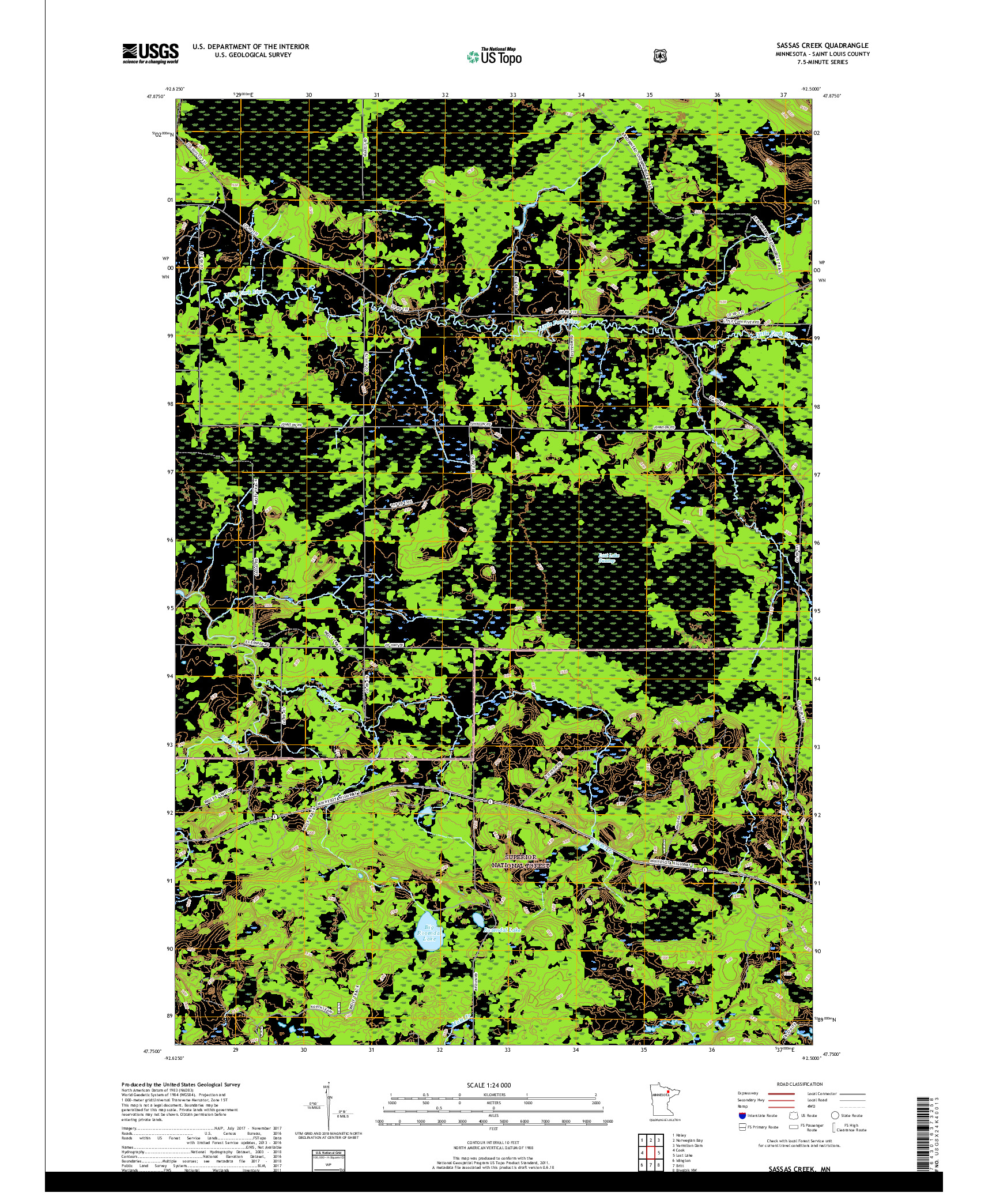 USGS US TOPO 7.5-MINUTE MAP FOR SASSAS CREEK, MN 2019