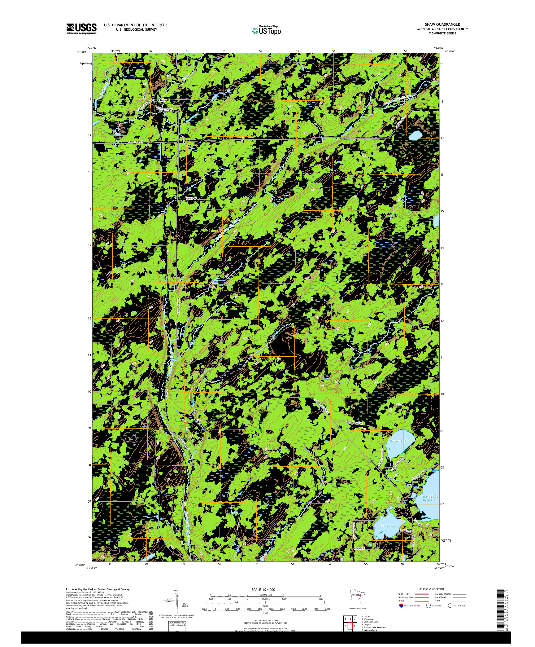 USGS US TOPO 7.5-MINUTE MAP FOR SHAW, MN 2019