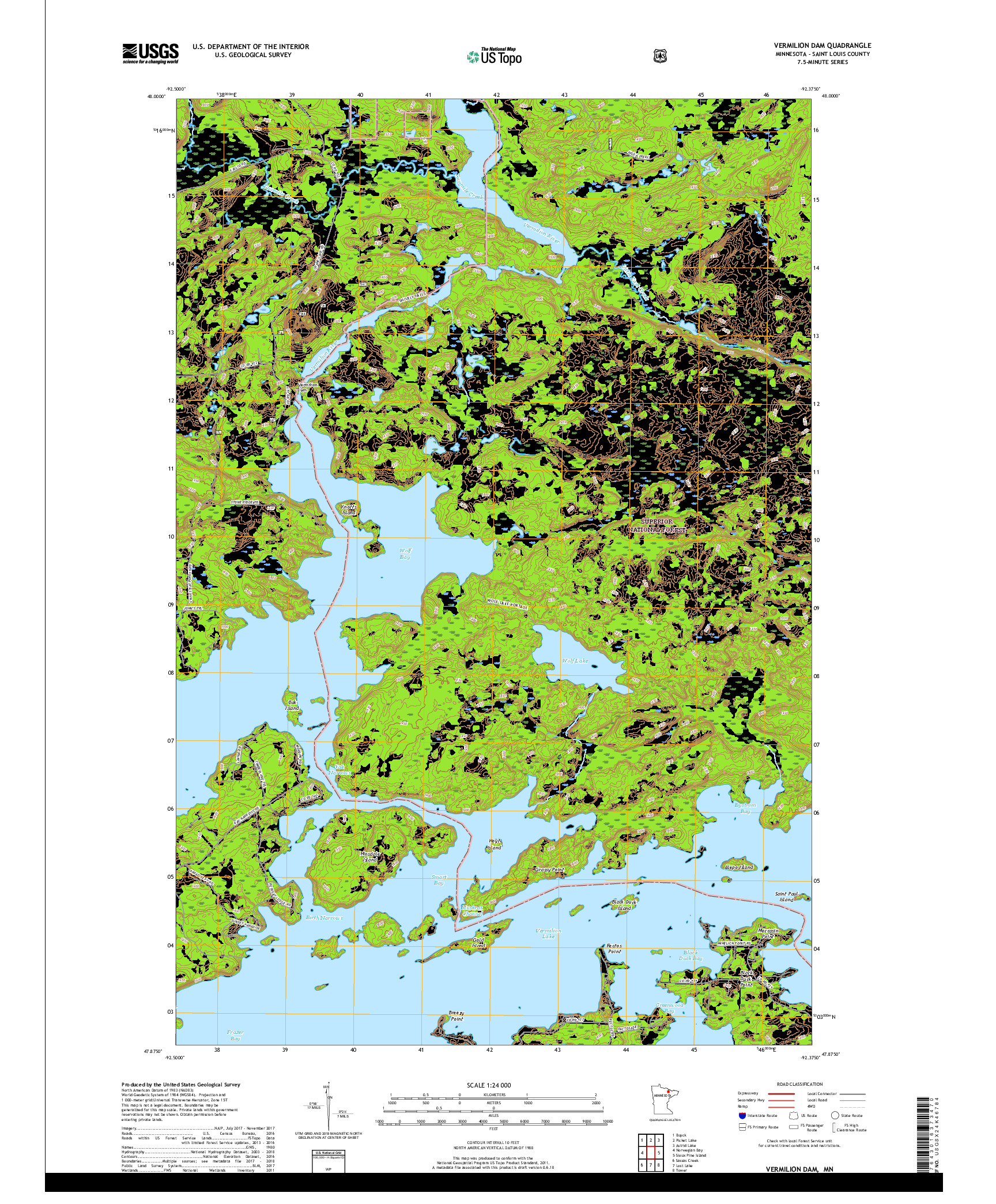USGS US TOPO 7.5-MINUTE MAP FOR VERMILION DAM, MN 2019