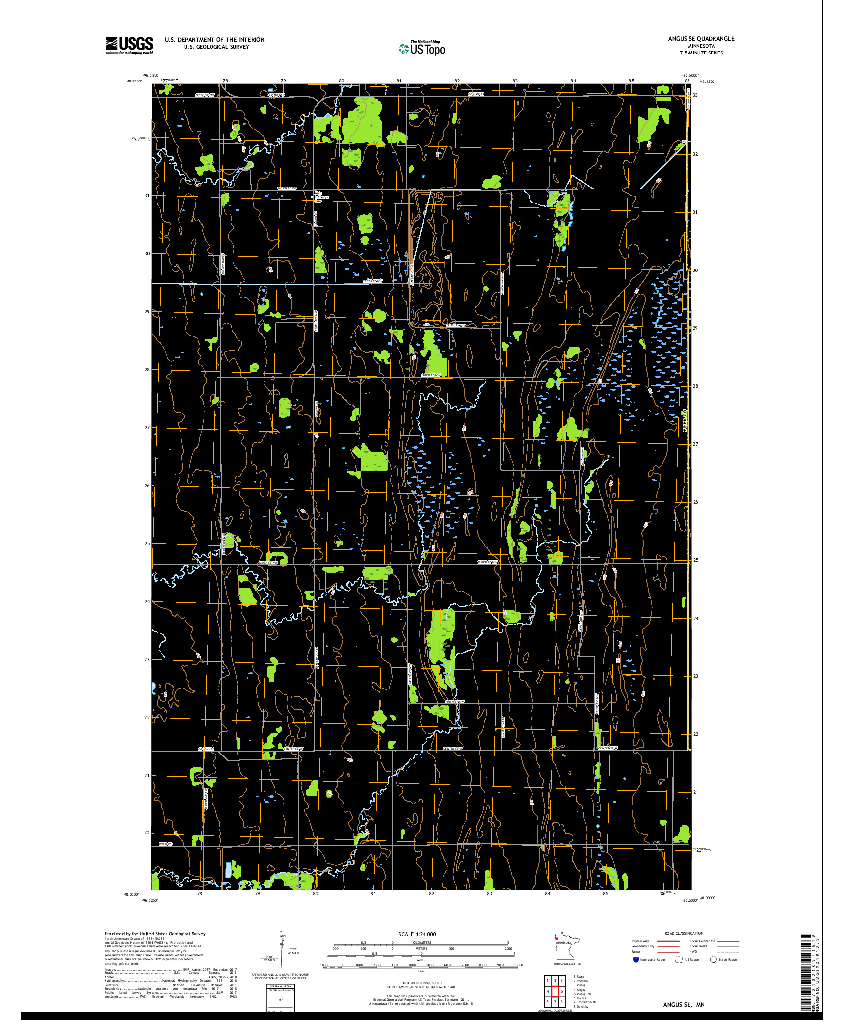USGS US TOPO 7.5-MINUTE MAP FOR ANGUS SE, MN 2019