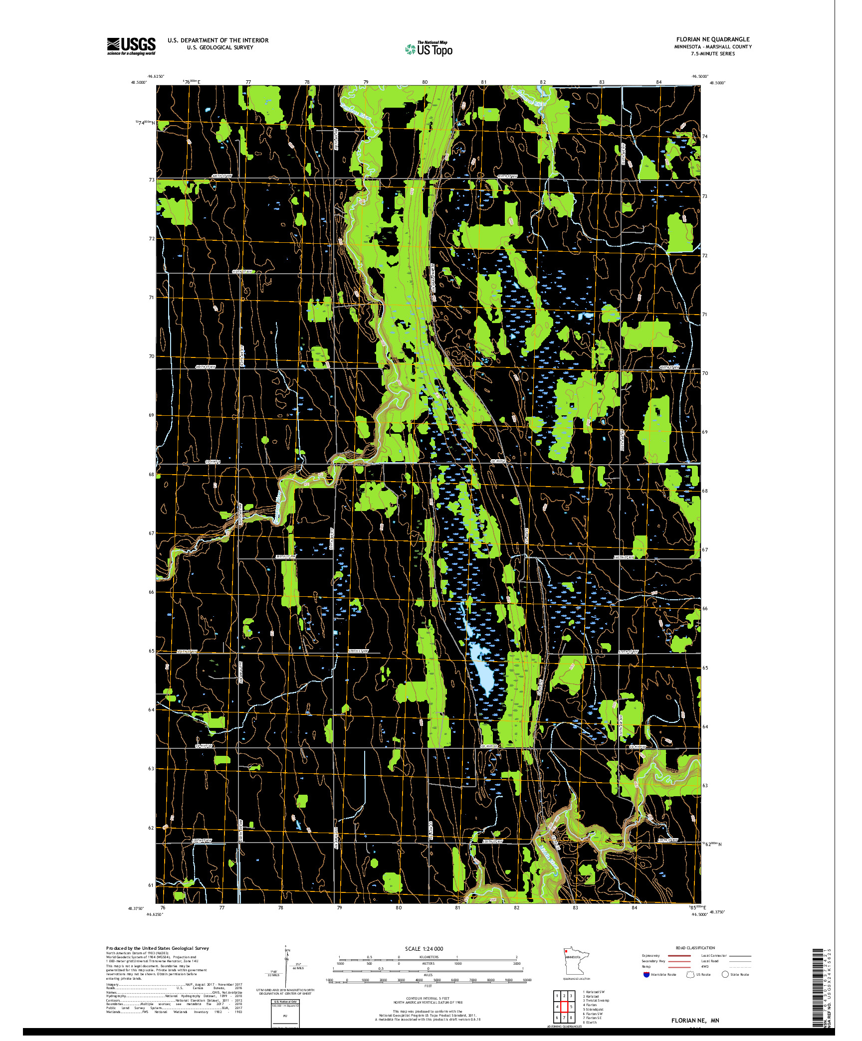 USGS US TOPO 7.5-MINUTE MAP FOR FLORIAN NE, MN 2019