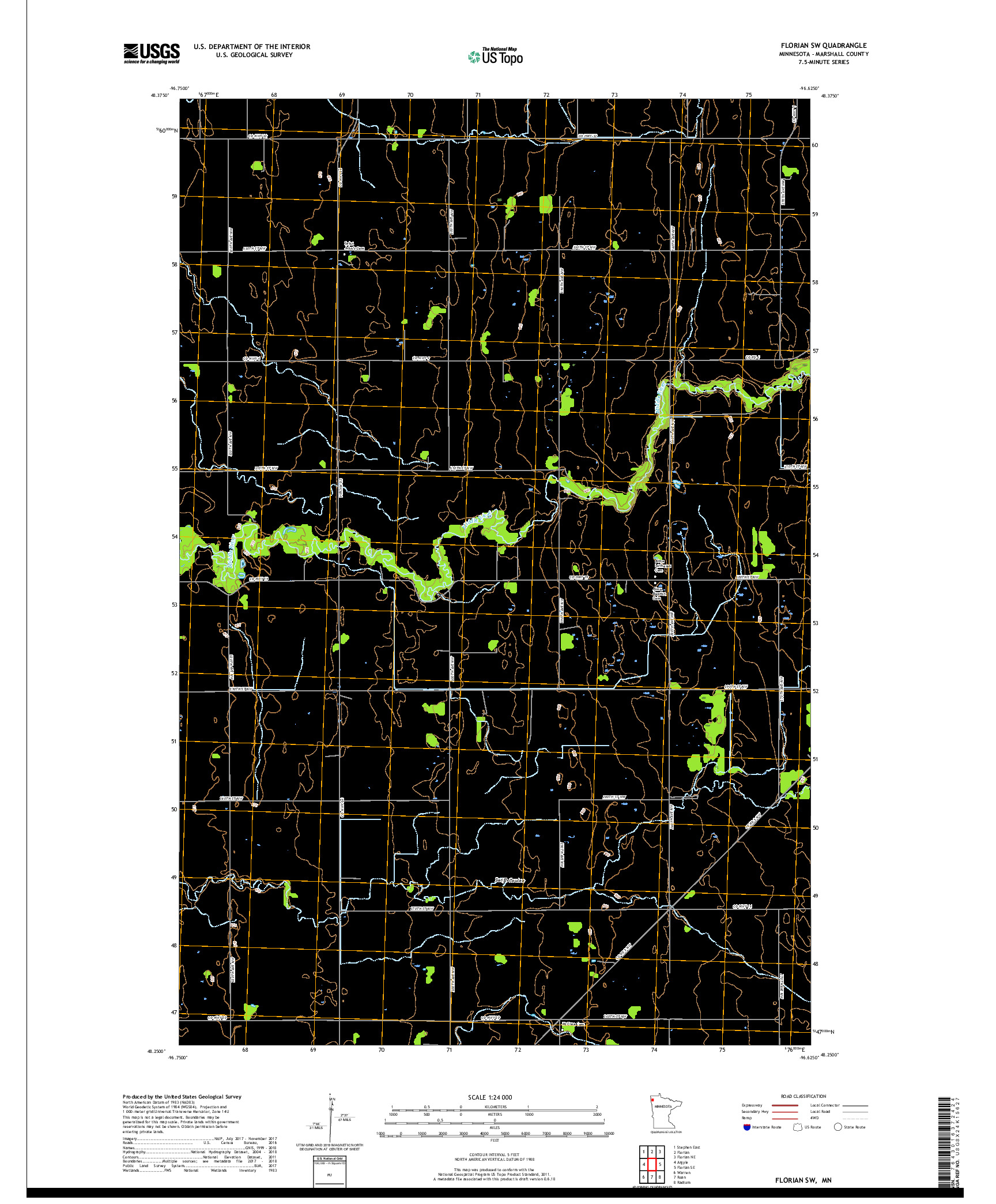 USGS US TOPO 7.5-MINUTE MAP FOR FLORIAN SW, MN 2019