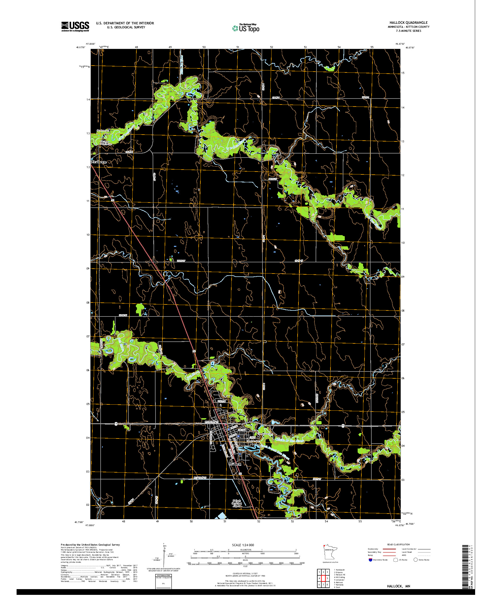 USGS US TOPO 7.5-MINUTE MAP FOR HALLOCK, MN 2019