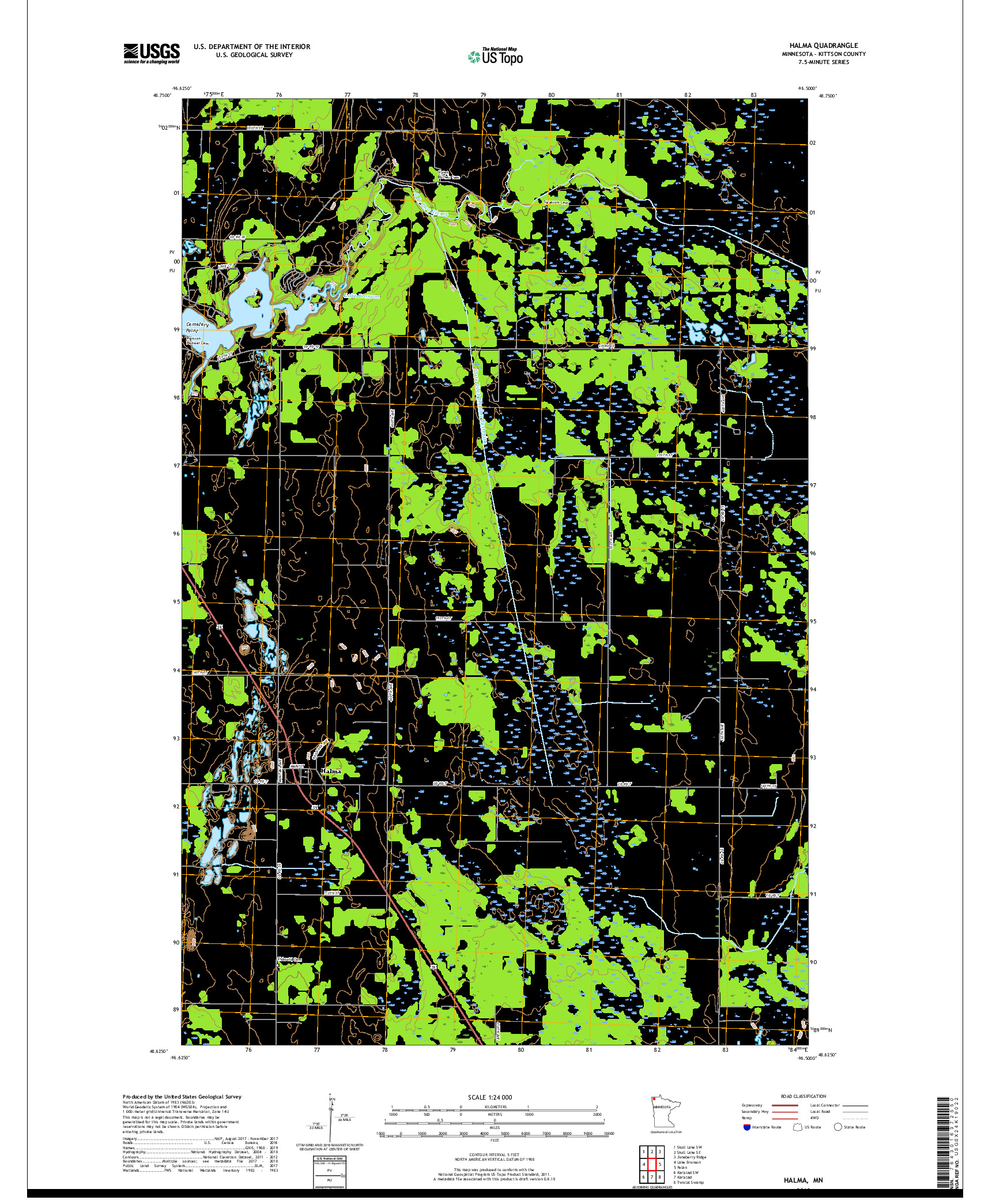 USGS US TOPO 7.5-MINUTE MAP FOR HALMA, MN 2019