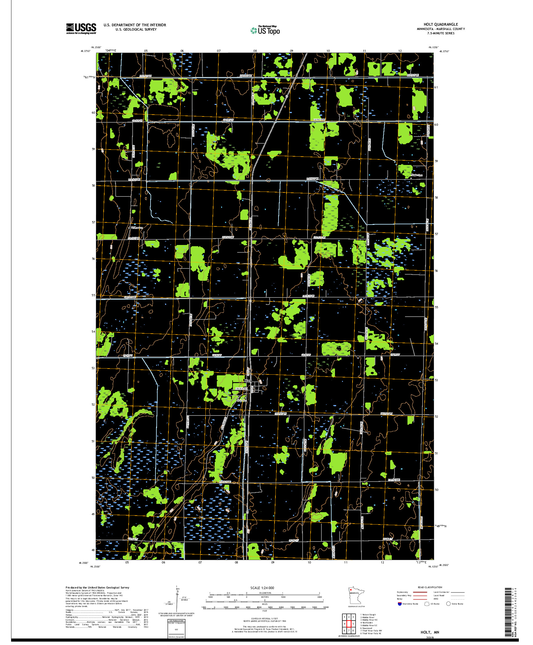 USGS US TOPO 7.5-MINUTE MAP FOR HOLT, MN 2019